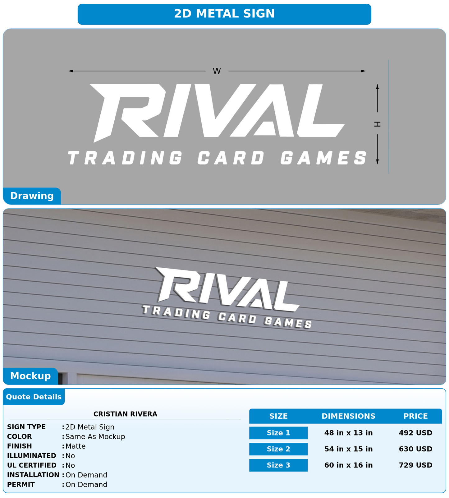 CUSTOM MOCKUP SIGN FOR Cristian Rivera
