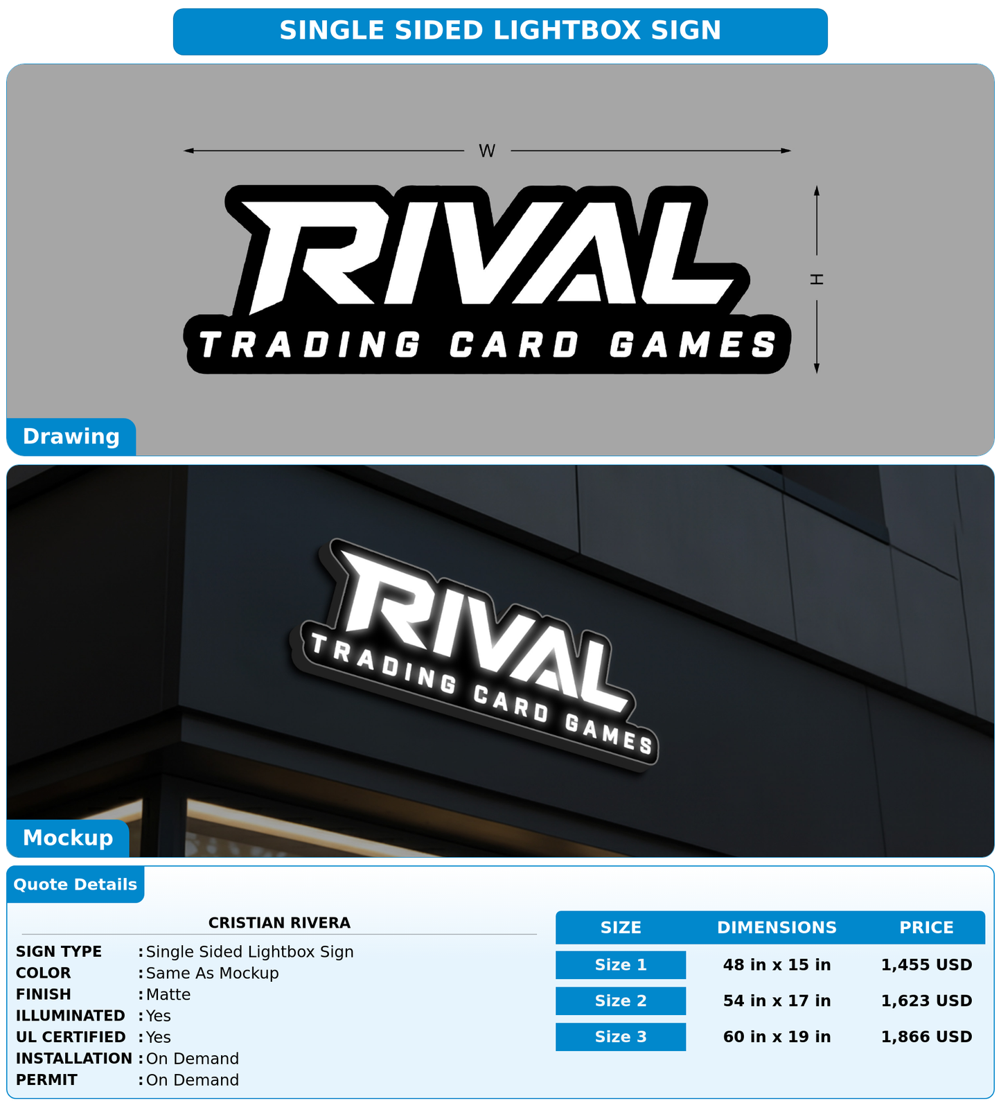 CUSTOM MOCKUP SIGN FOR Cristian Rivera