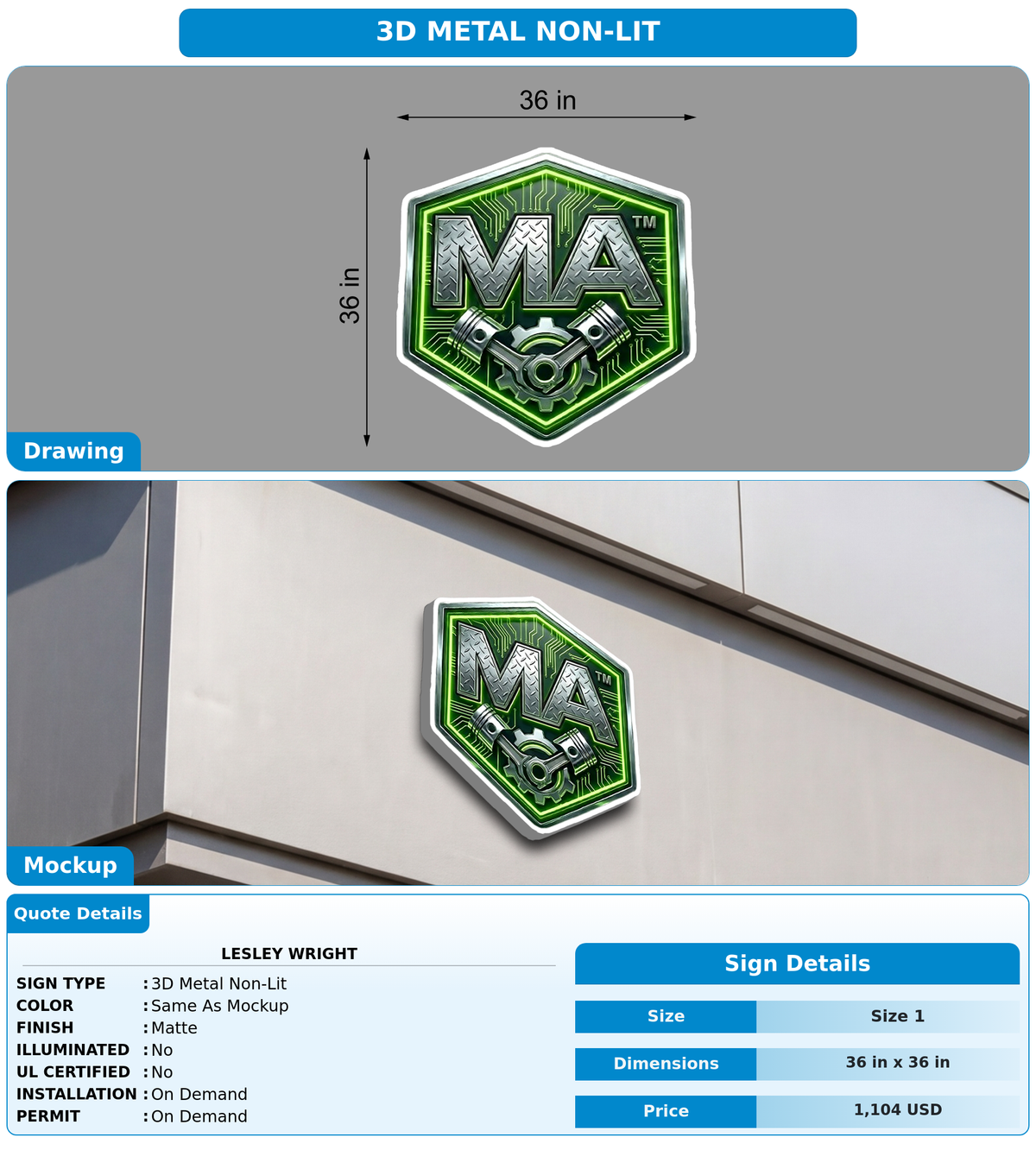 CUSTOM MOCKUP SIGN FOR Lesley WRIGHT
