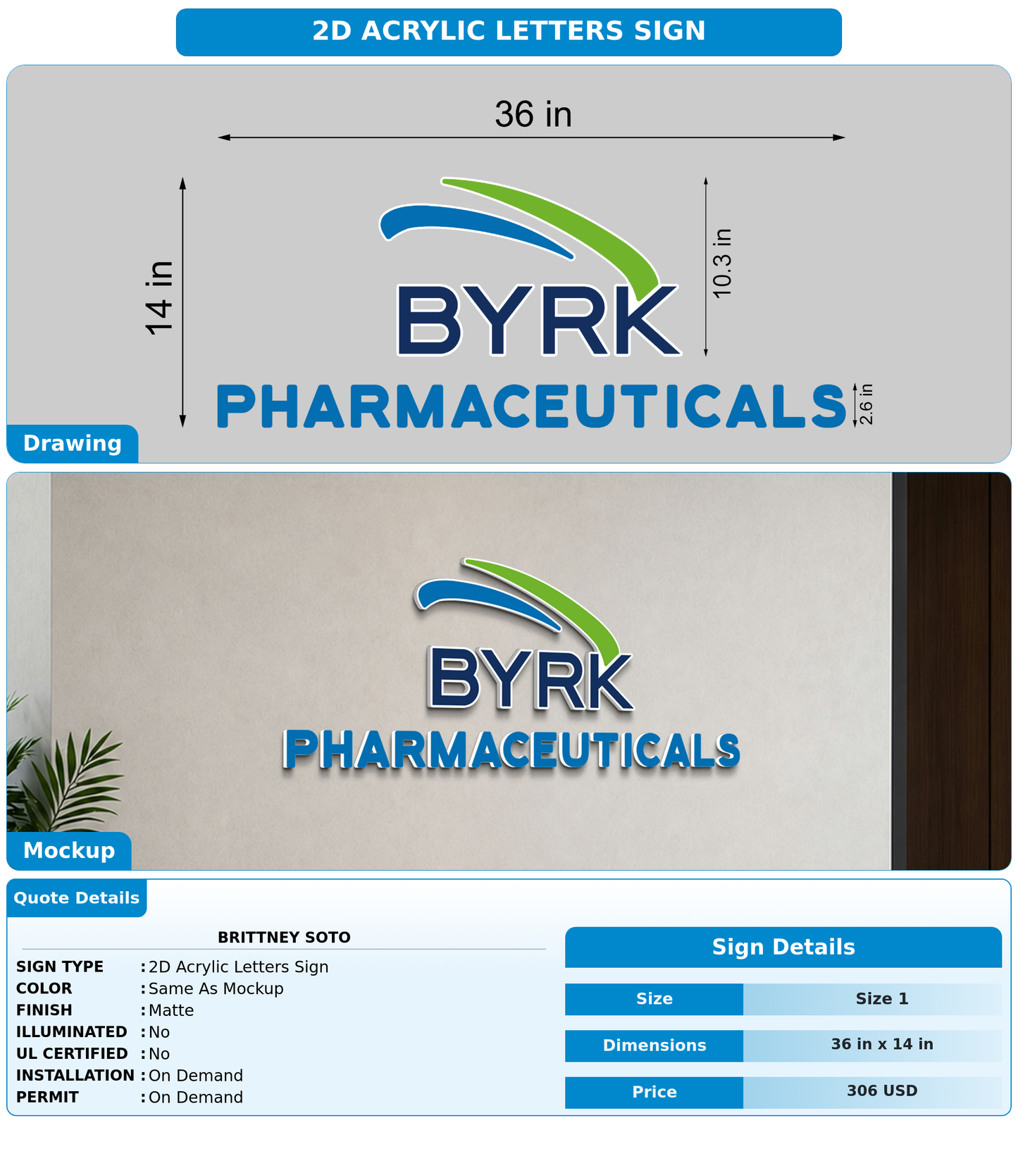 CUSTOM MOCKUP SIGN FOR Brittney Soto