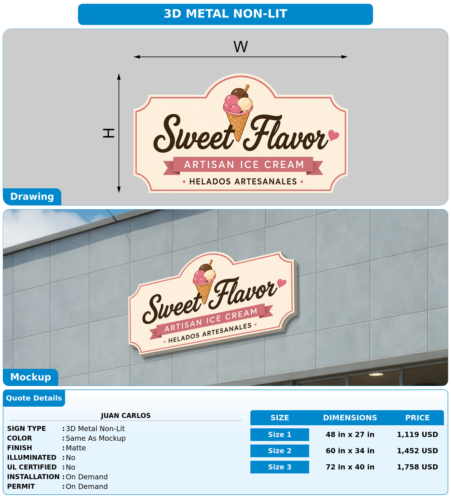 CUSTOM MOCKUP SIGN FOR JUAN CARLOS