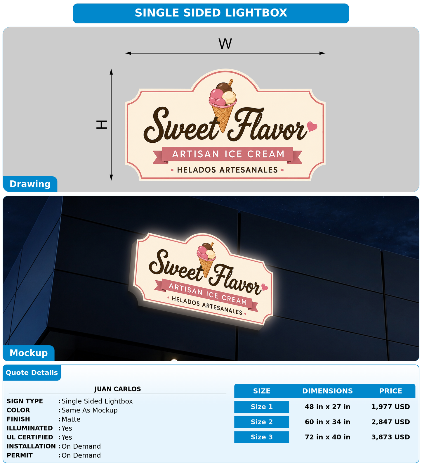 CUSTOM MOCKUP SIGN FOR JUAN CARLOS