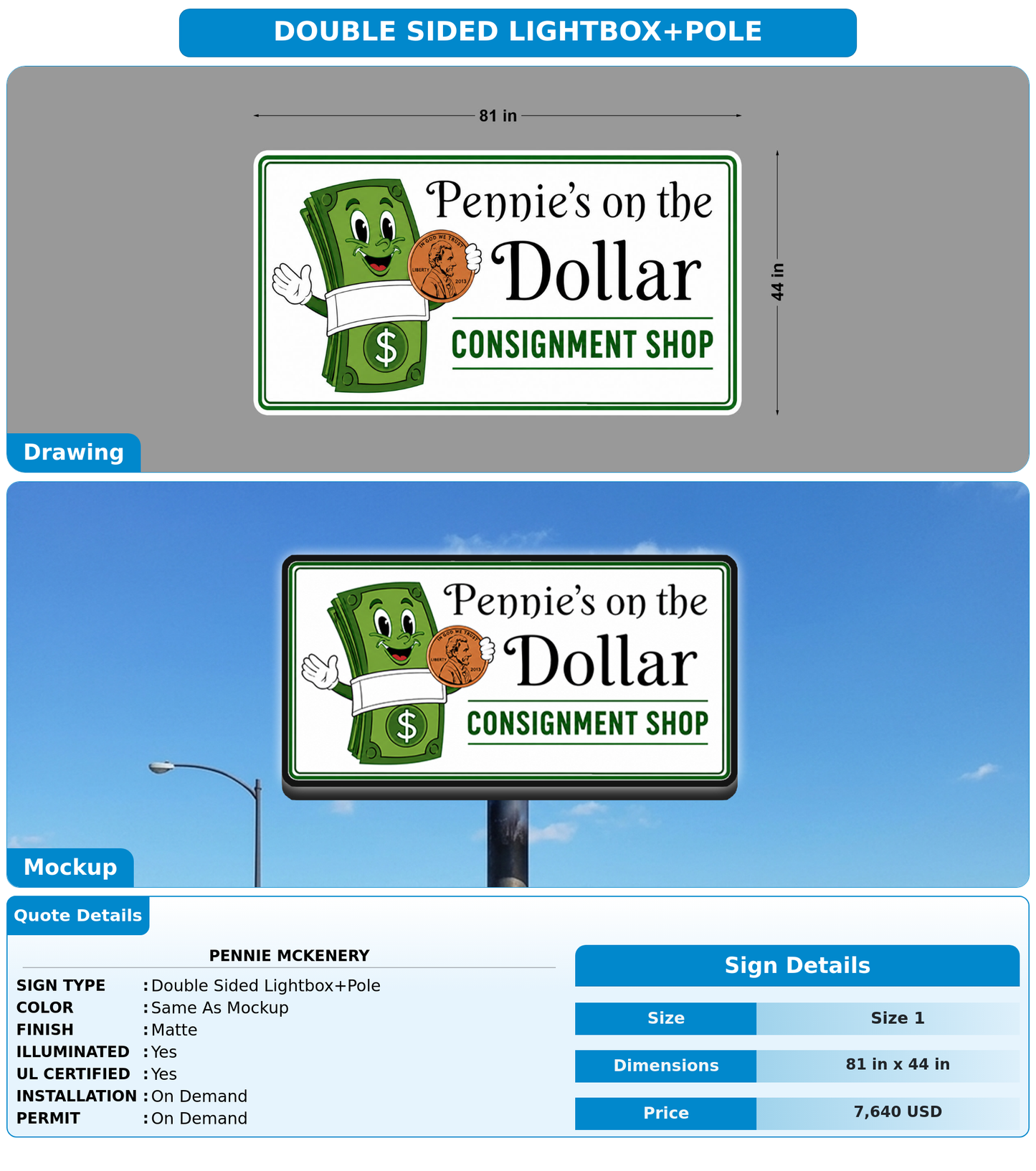 CUSTOM MOCKUP SIGN FOR Pennie McKenery