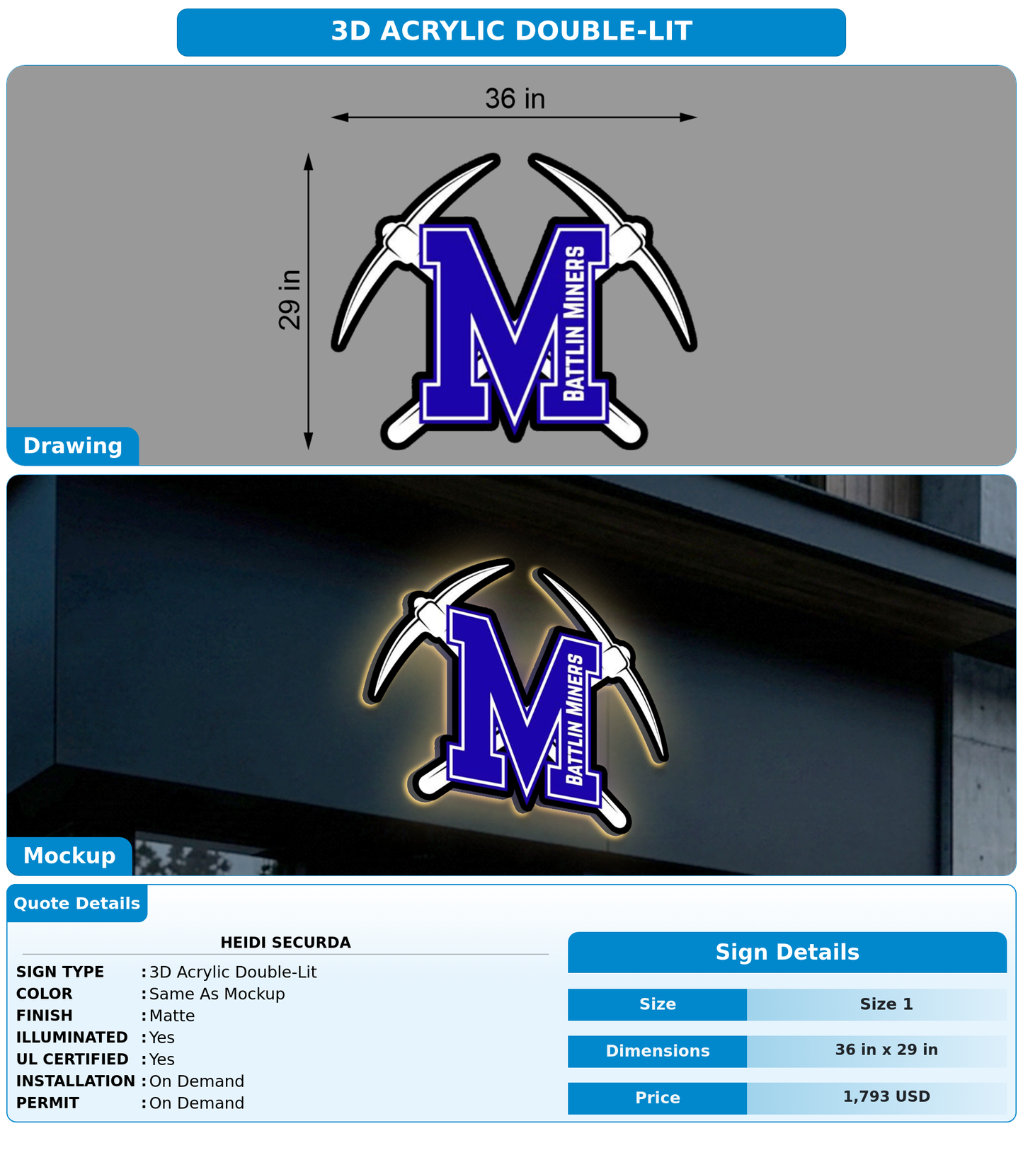CUSTOM MOCKUP SIGN FOR Heidi Securda