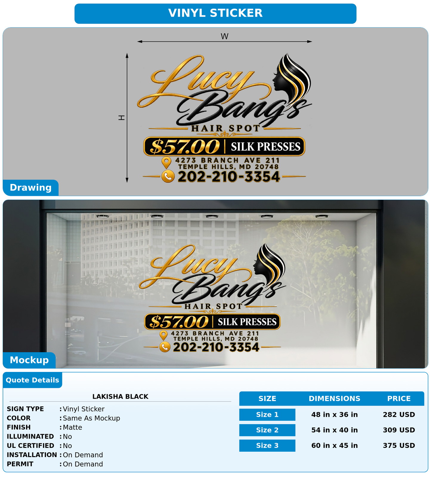 CUSTOM MOCKUP SIGN FOR Lakisha black