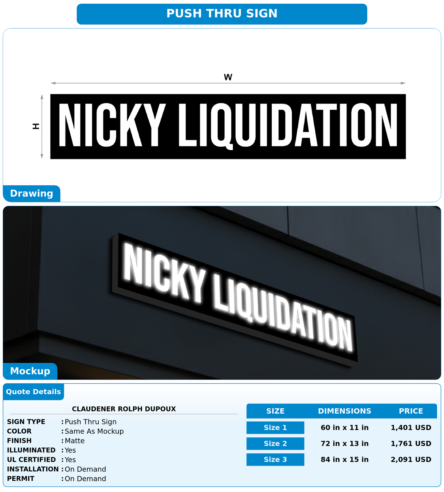 CUSTOM MOCKUP SIGN FOR Claudener Rolph Dupoux