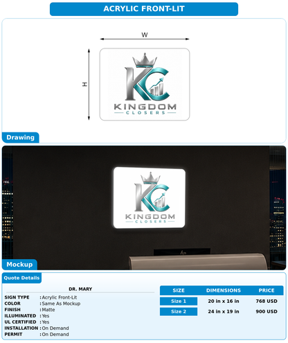 CUSTOM MOCKUP SIGN FOR Dr. Mary