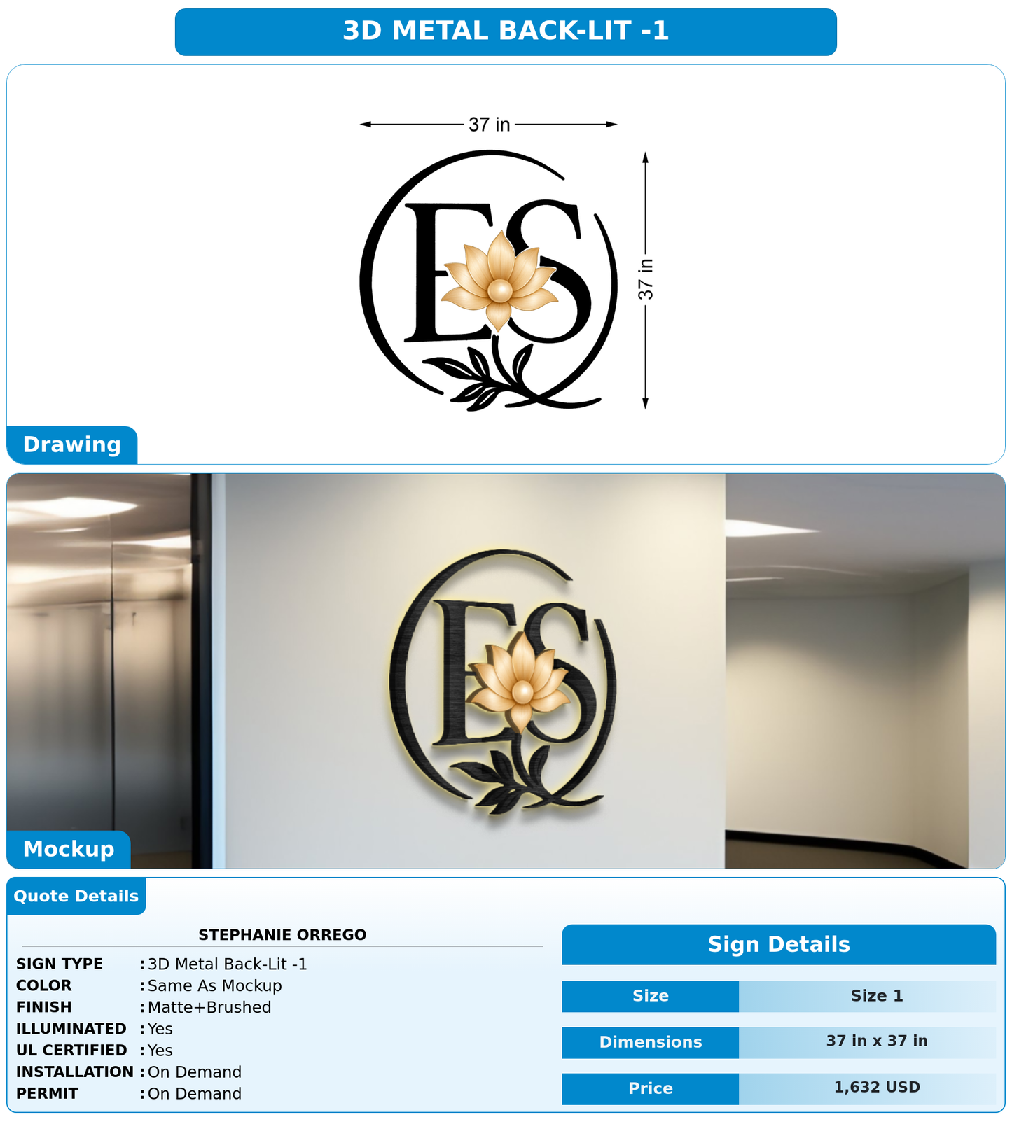 CUSTOM MOCKUP SIGN FOR Stephanie Orrego