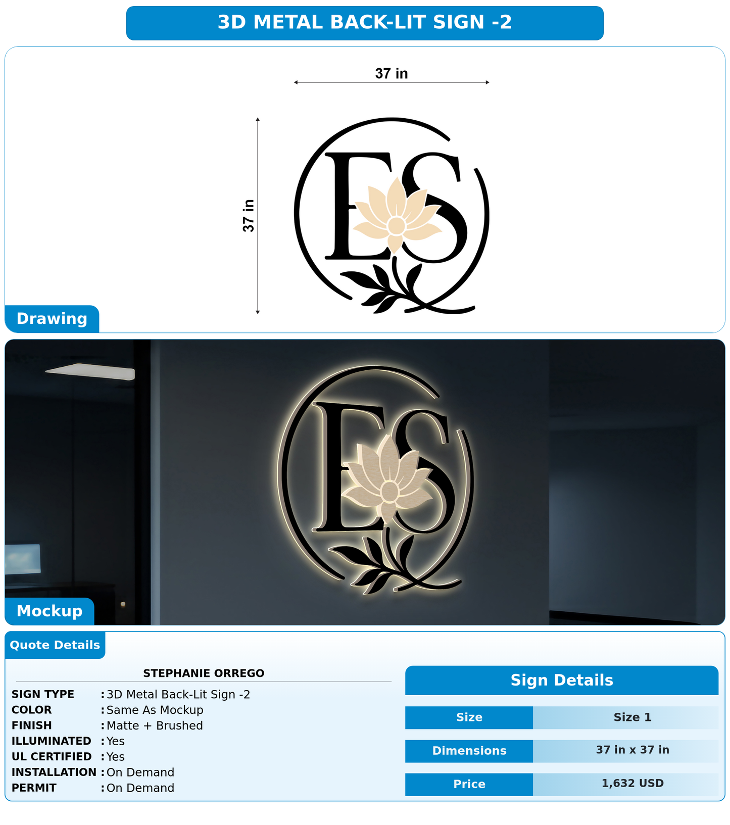 CUSTOM MOCKUP SIGN FOR Stephanie Orrego