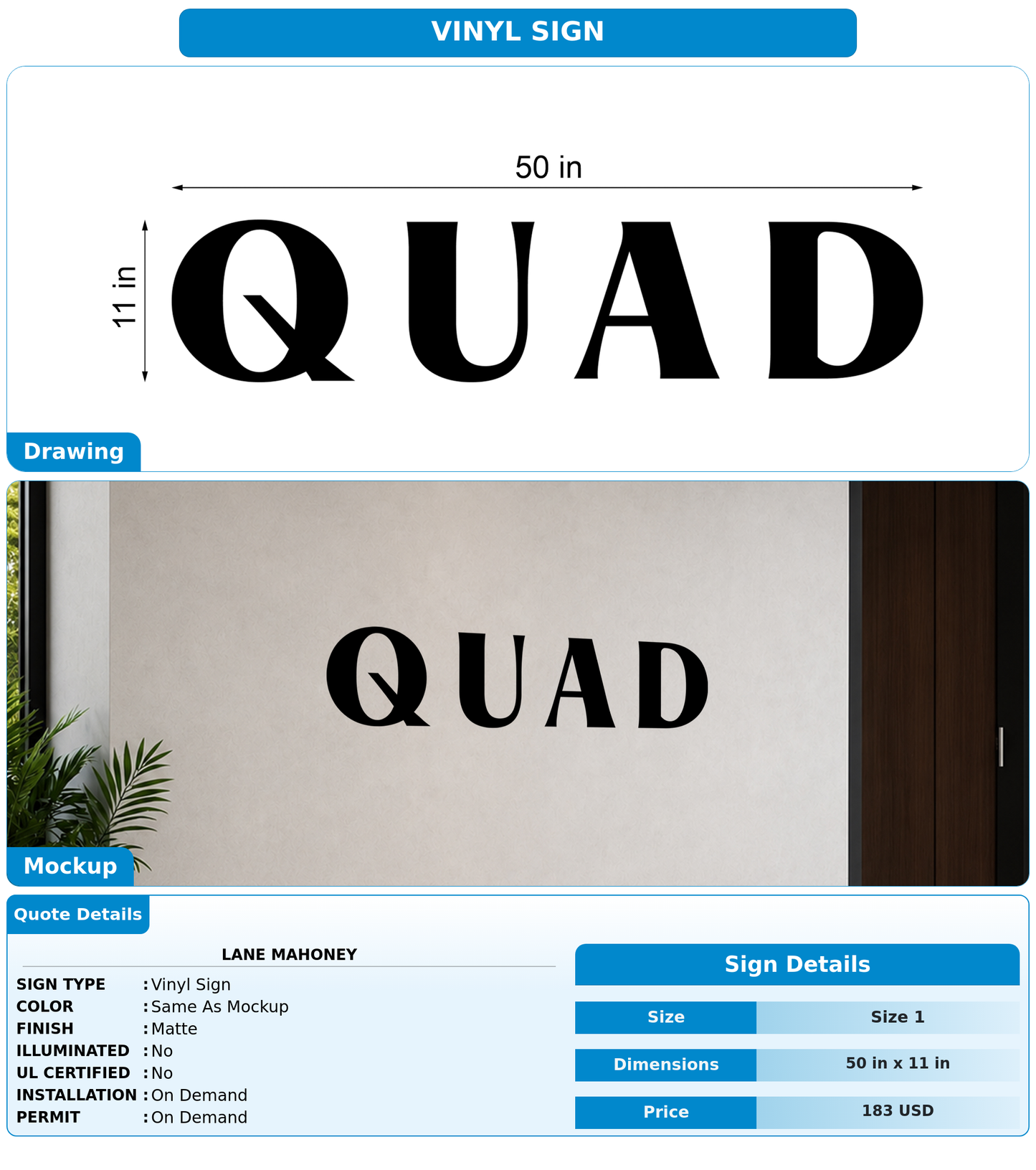 CUSTOM MOCKUP SIGN FOR Lane Mahoney