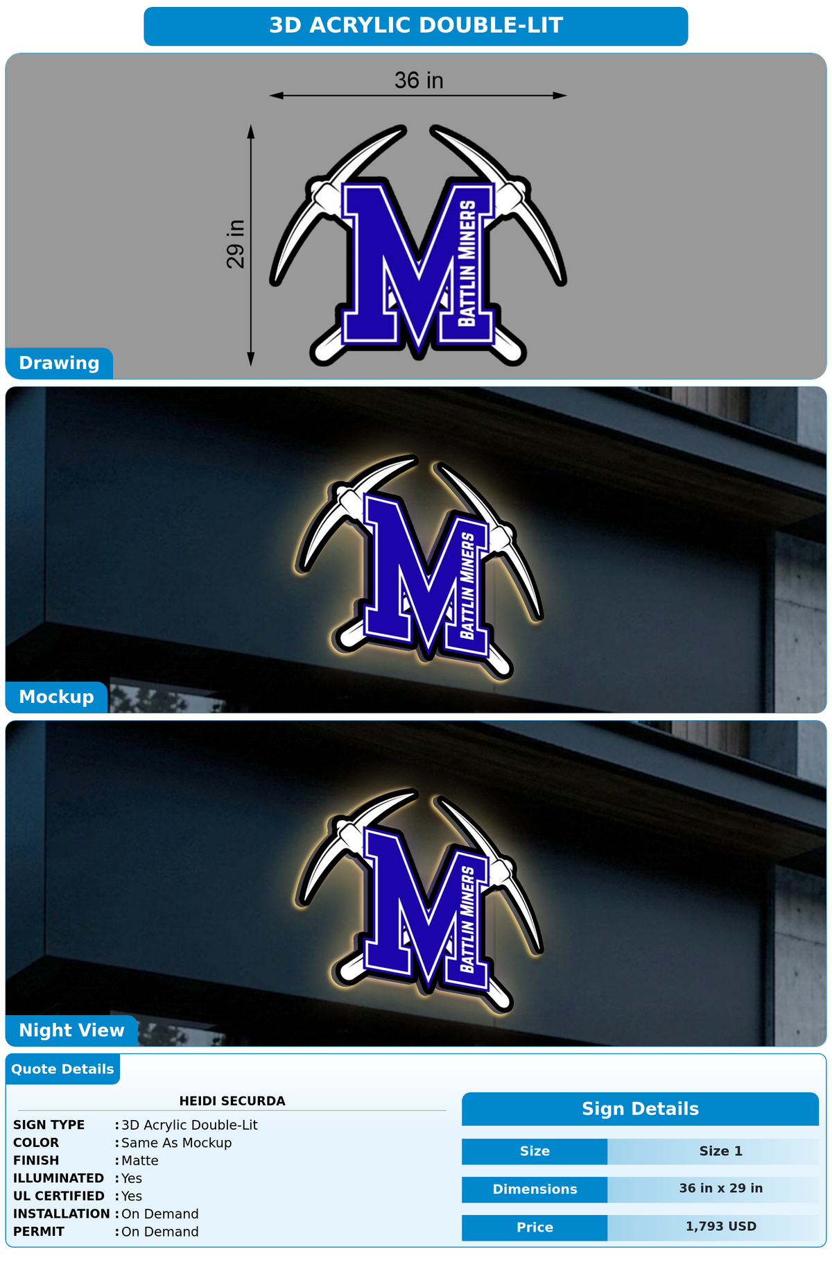 CUSTOM MOCKUP SIGN FOR Heidi Securda