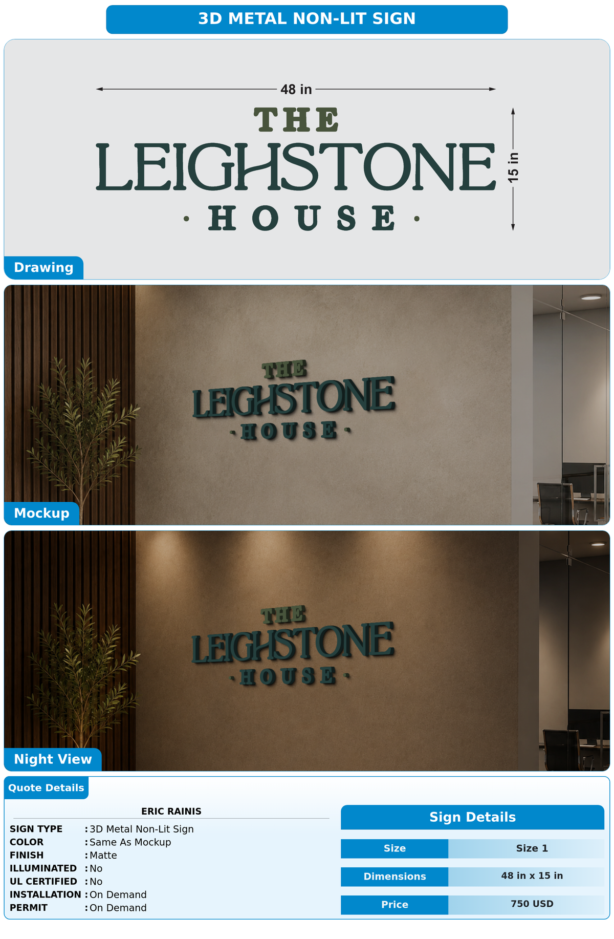 CUSTOM MOCKUP SIGN FOR Eric Rainis