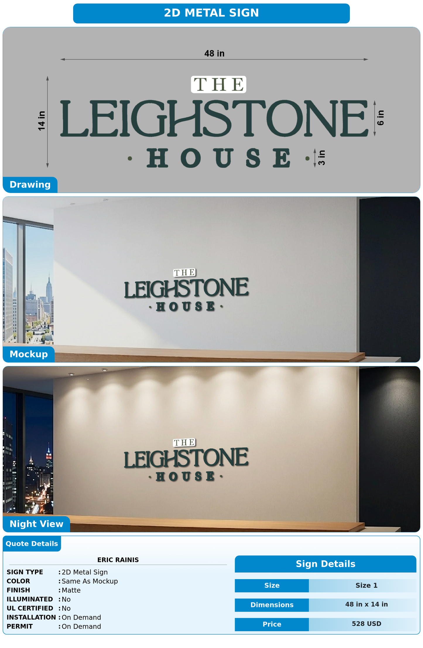 CUSTOM MOCKUP SIGN FOR Eric Rainis