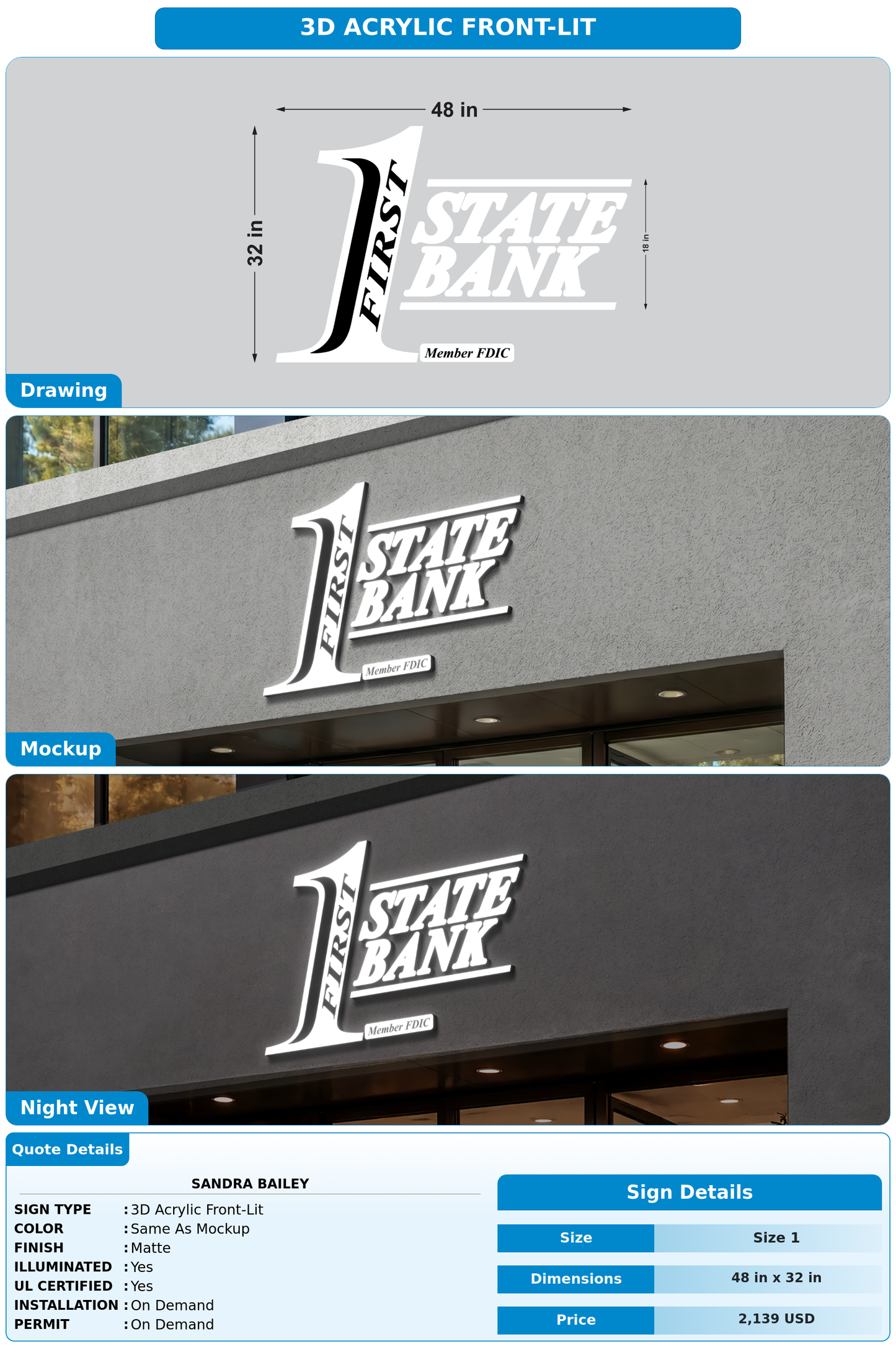 CUSTOM MOCKUP SIGN FOR Sandra Bailey