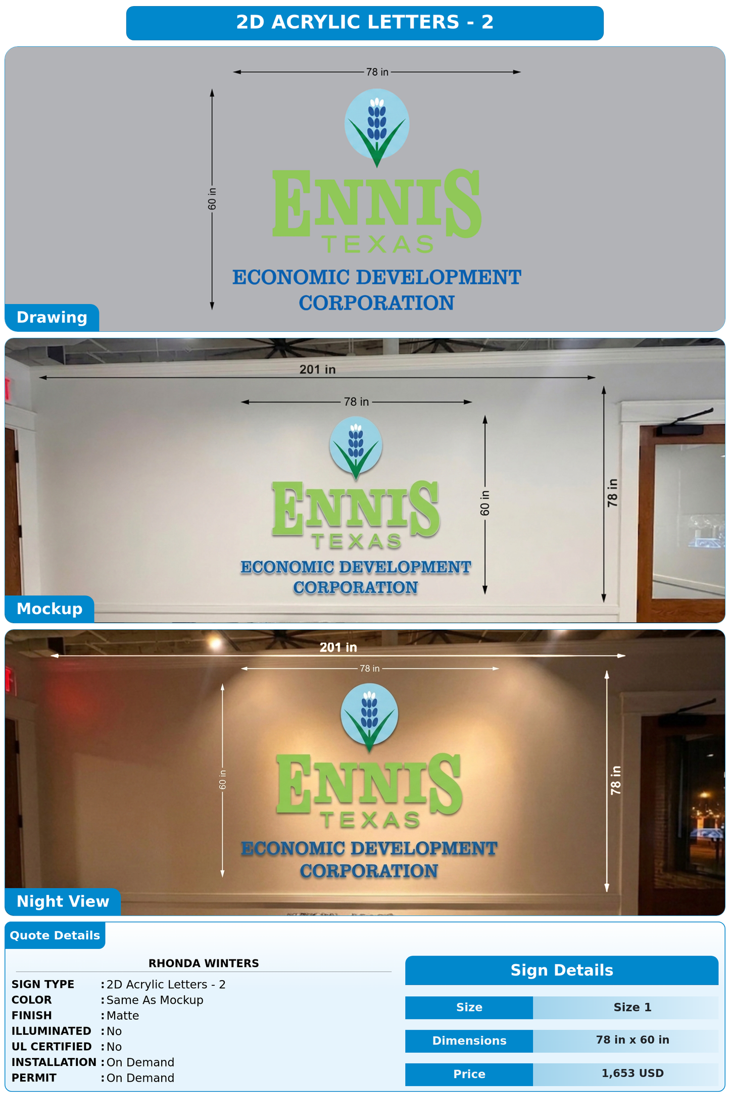 CUSTOM MOCKUP SIGN FOR Rhonda Winters