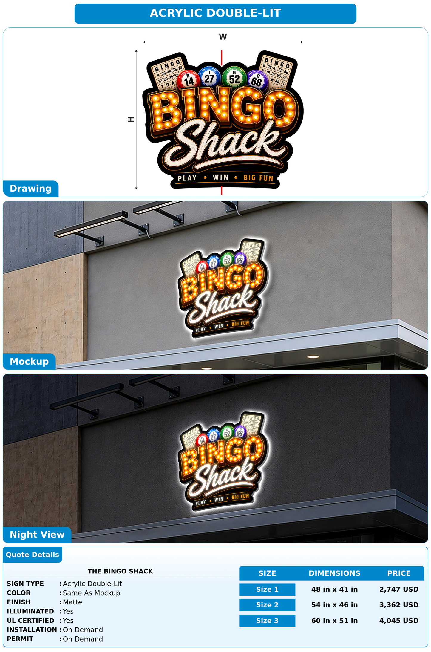 CUSTOM MOCKUP SIGN FOR The Bingo Shack