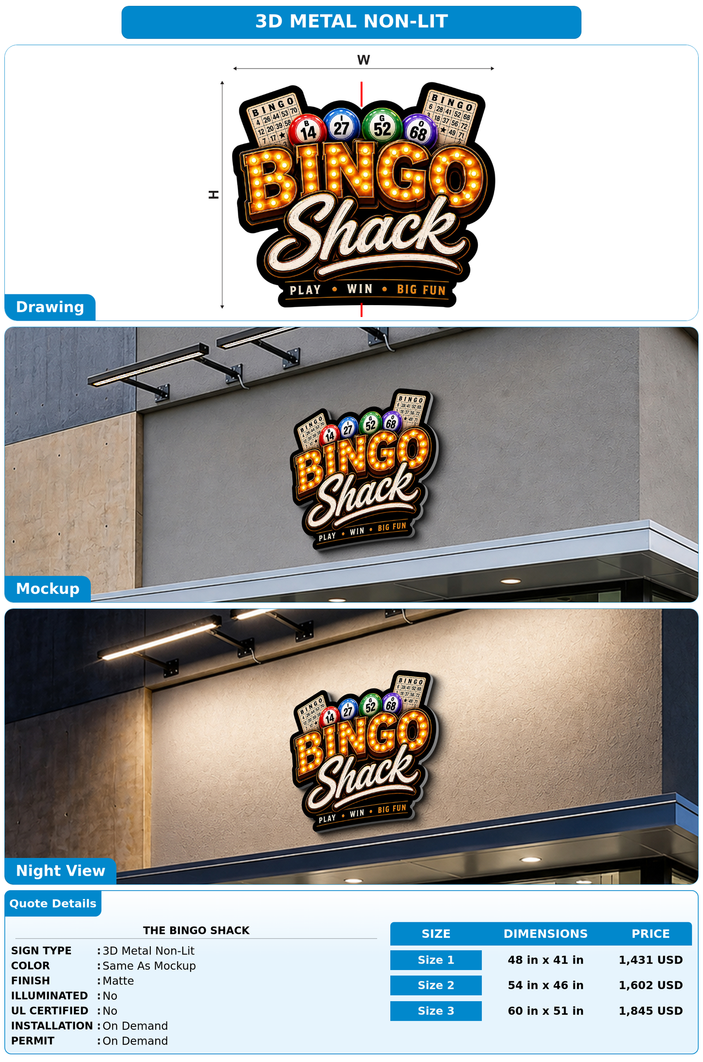 CUSTOM MOCKUP SIGN FOR The Bingo Shack