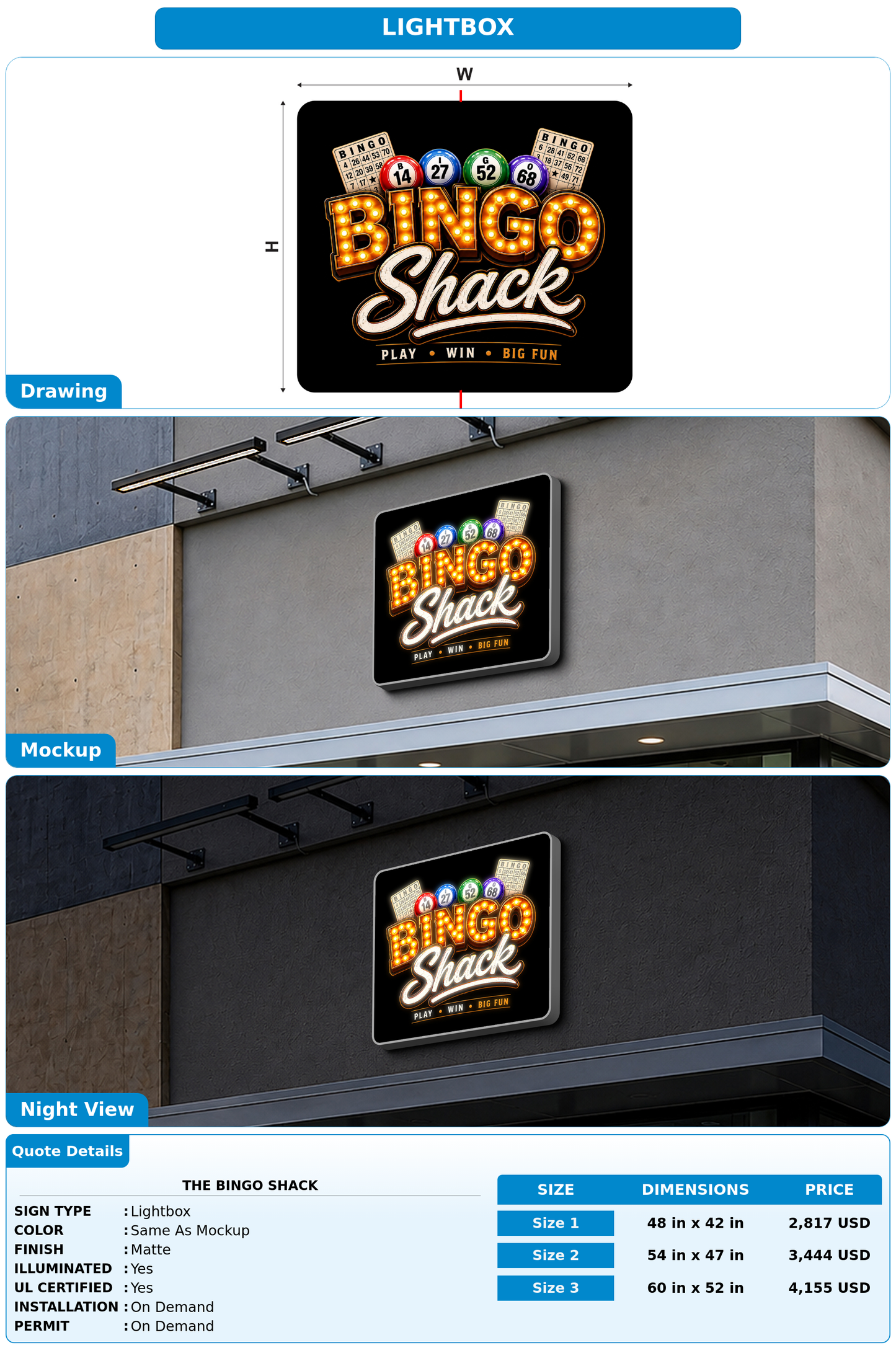 CUSTOM MOCKUP SIGN FOR The Bingo Shack