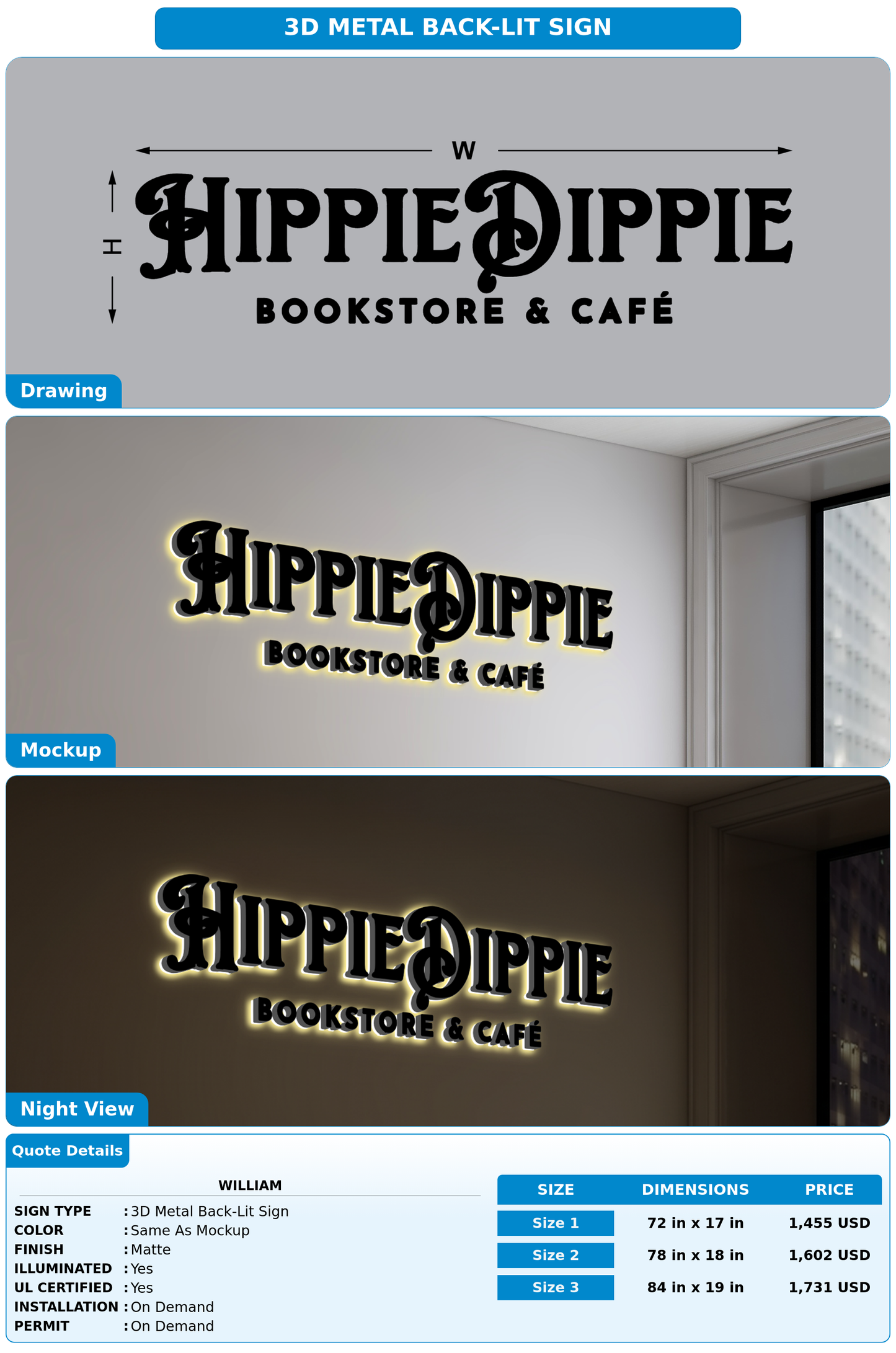 CUSTOM MOCKUP SIGN FOR William