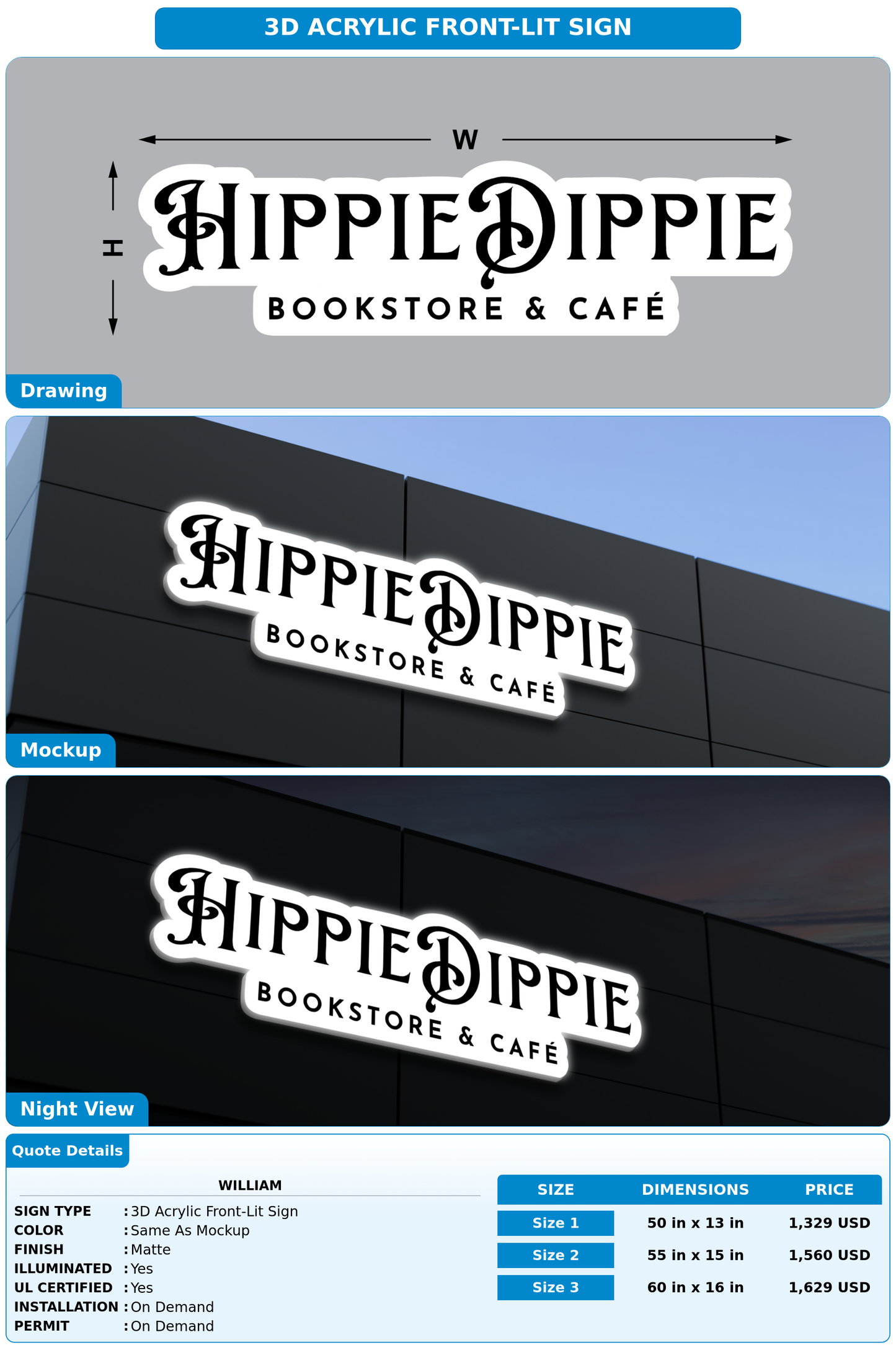 CUSTOM MOCKUP SIGN FOR William