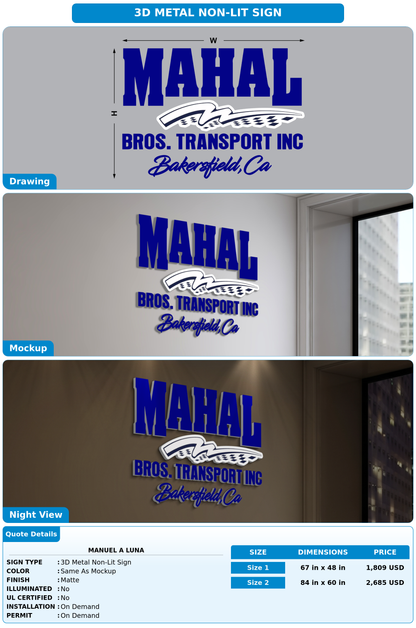 CUSTOM MOCKUP SIGN FOR Manuel A Luna