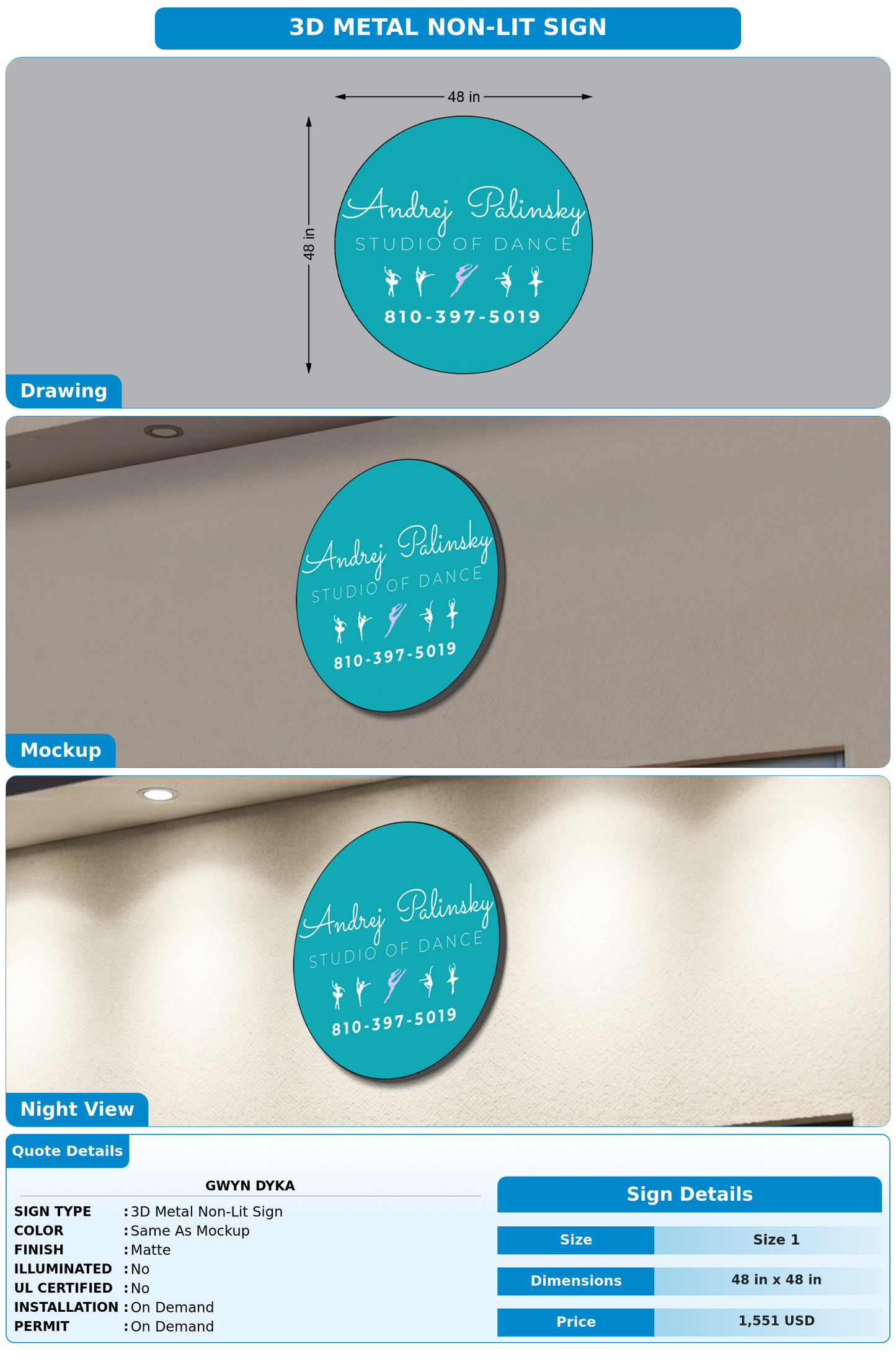 CUSTOM MOCKUP SIGN FOR Gwyn Dyka