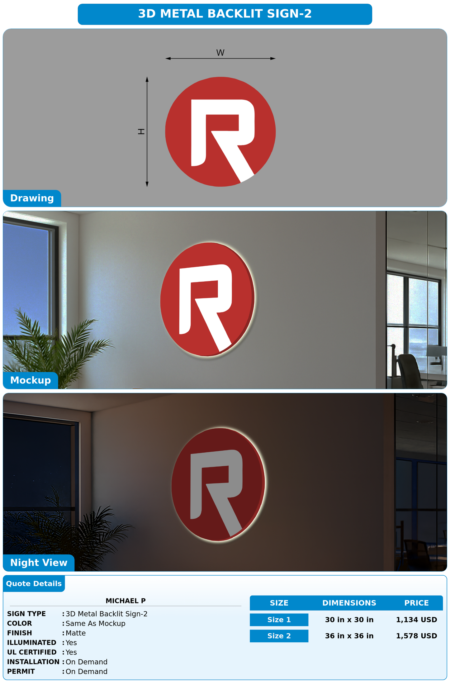 CUSTOM MOCKUP SIGN FOR Michael P