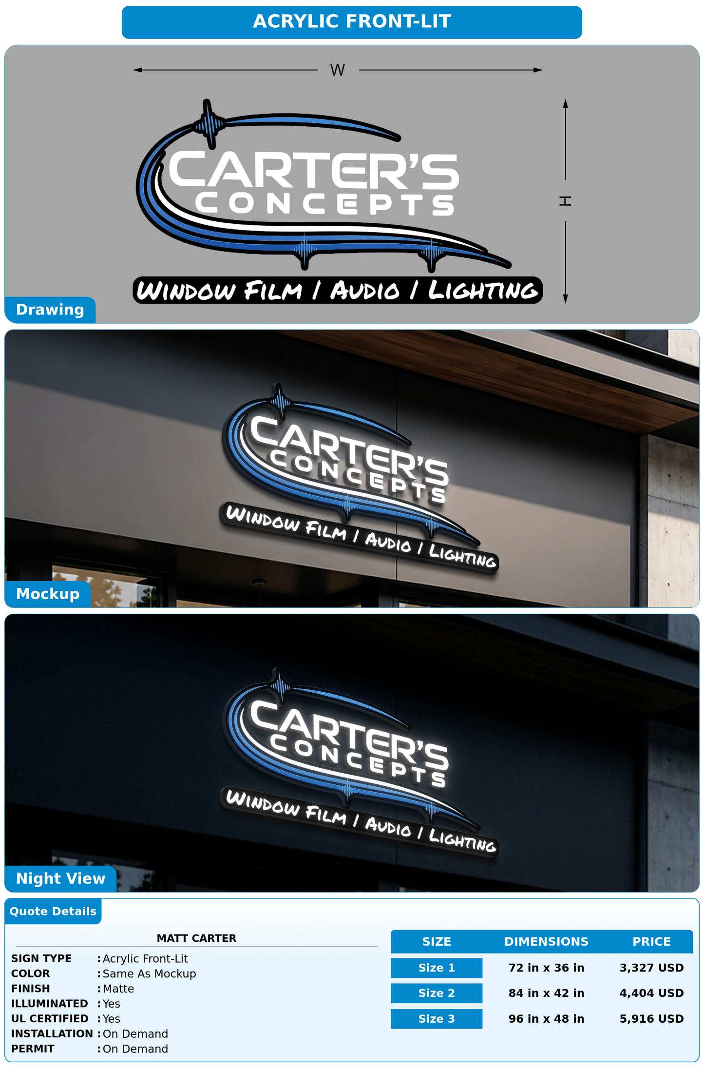 CUSTOM MOCKUP SIGN FOR Matt Carter