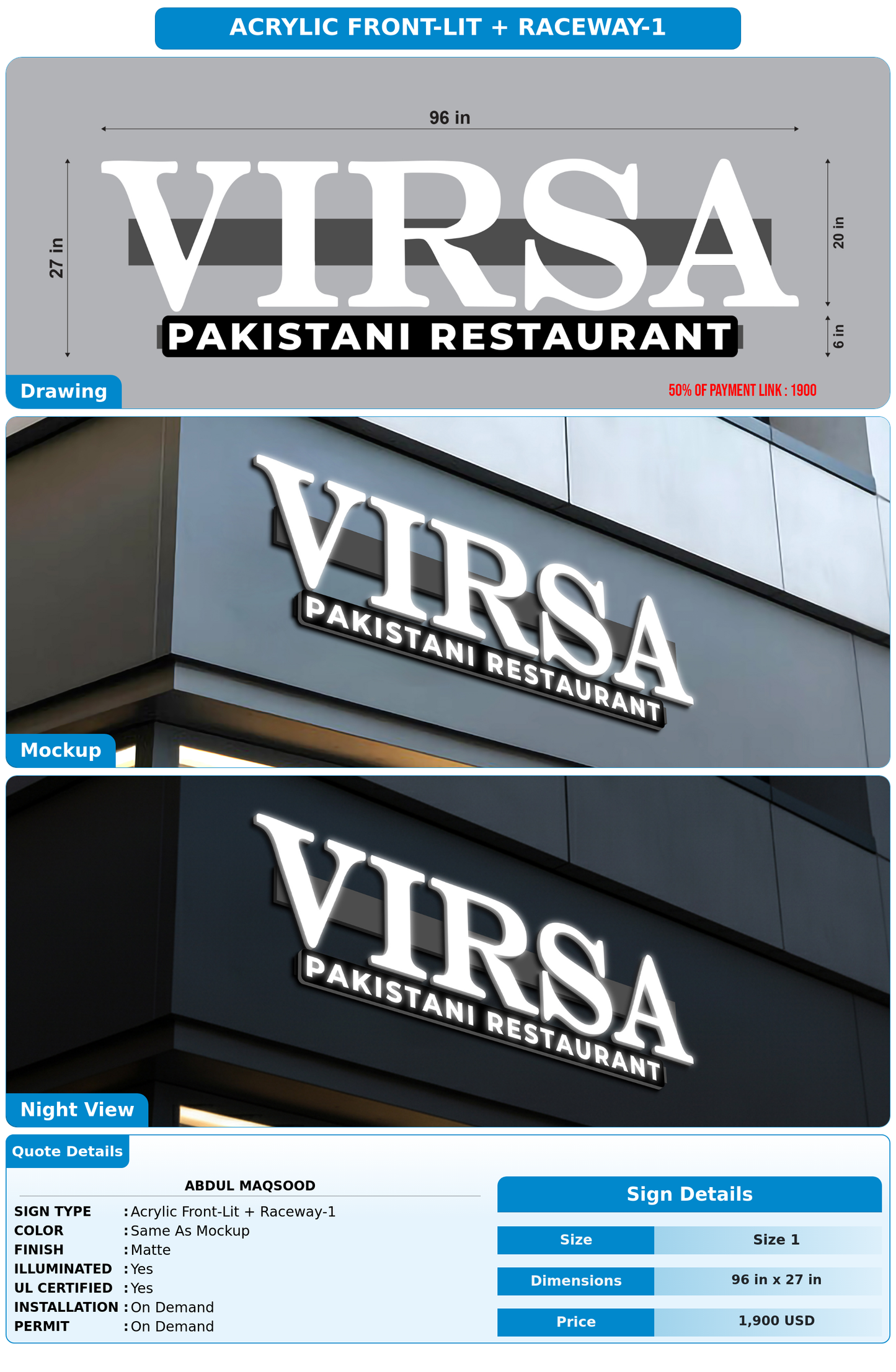 50% Payment link for Abdul Maqsood