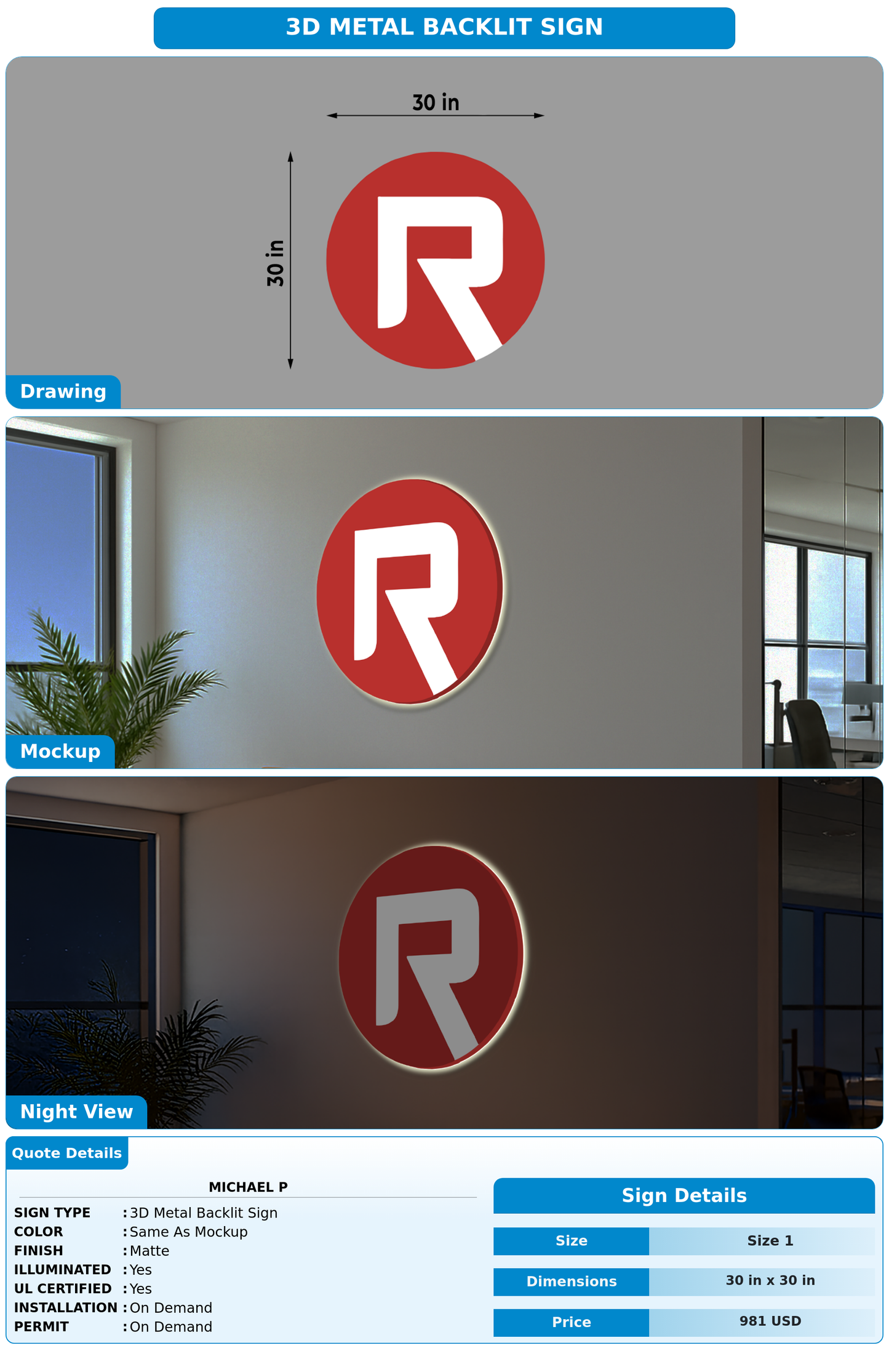 CUSTOM MOCKUP SIGN FOR Michael P