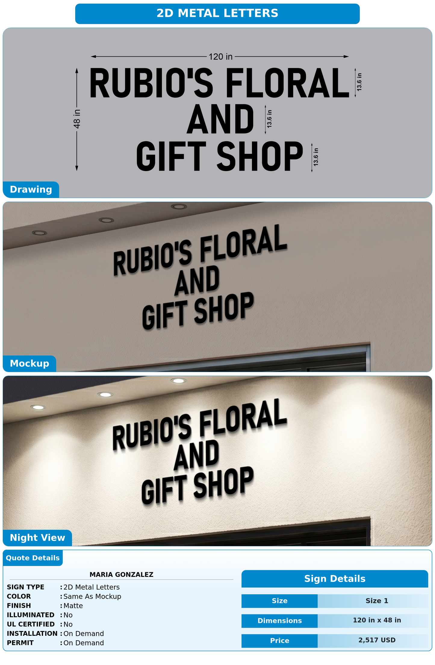 CUSTOM MOCKUP SIGN FOR Maria Gonzalez