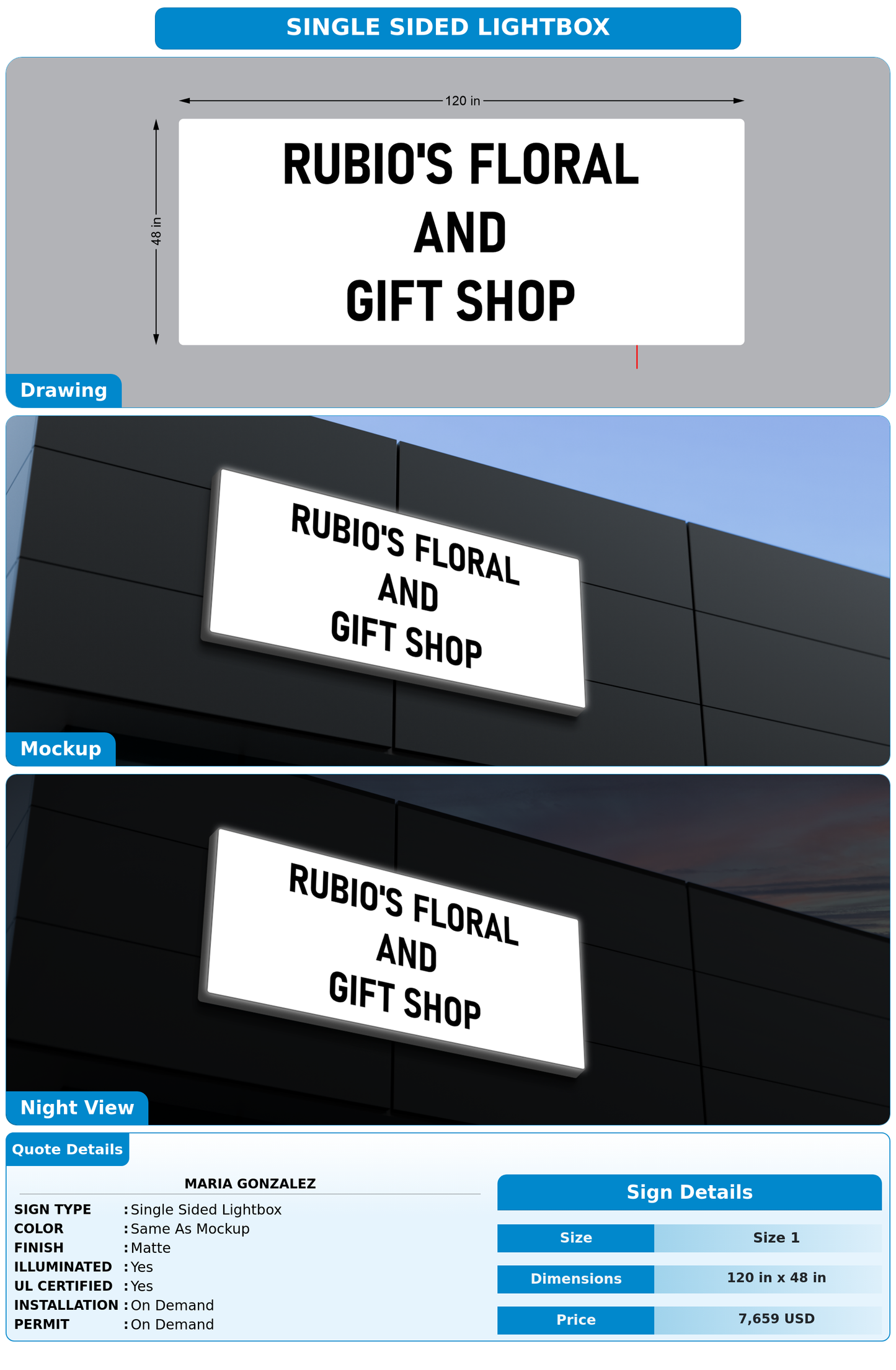 CUSTOM MOCKUP SIGN FOR Maria Gonzalez