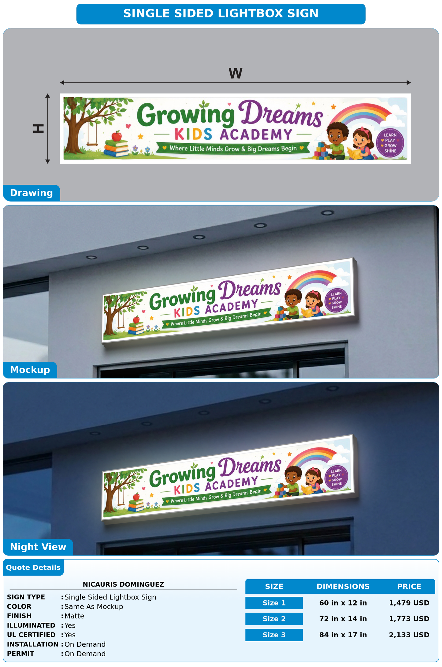 CUSTOM MOCKUP SIGN FOR Nicauris Dominguez