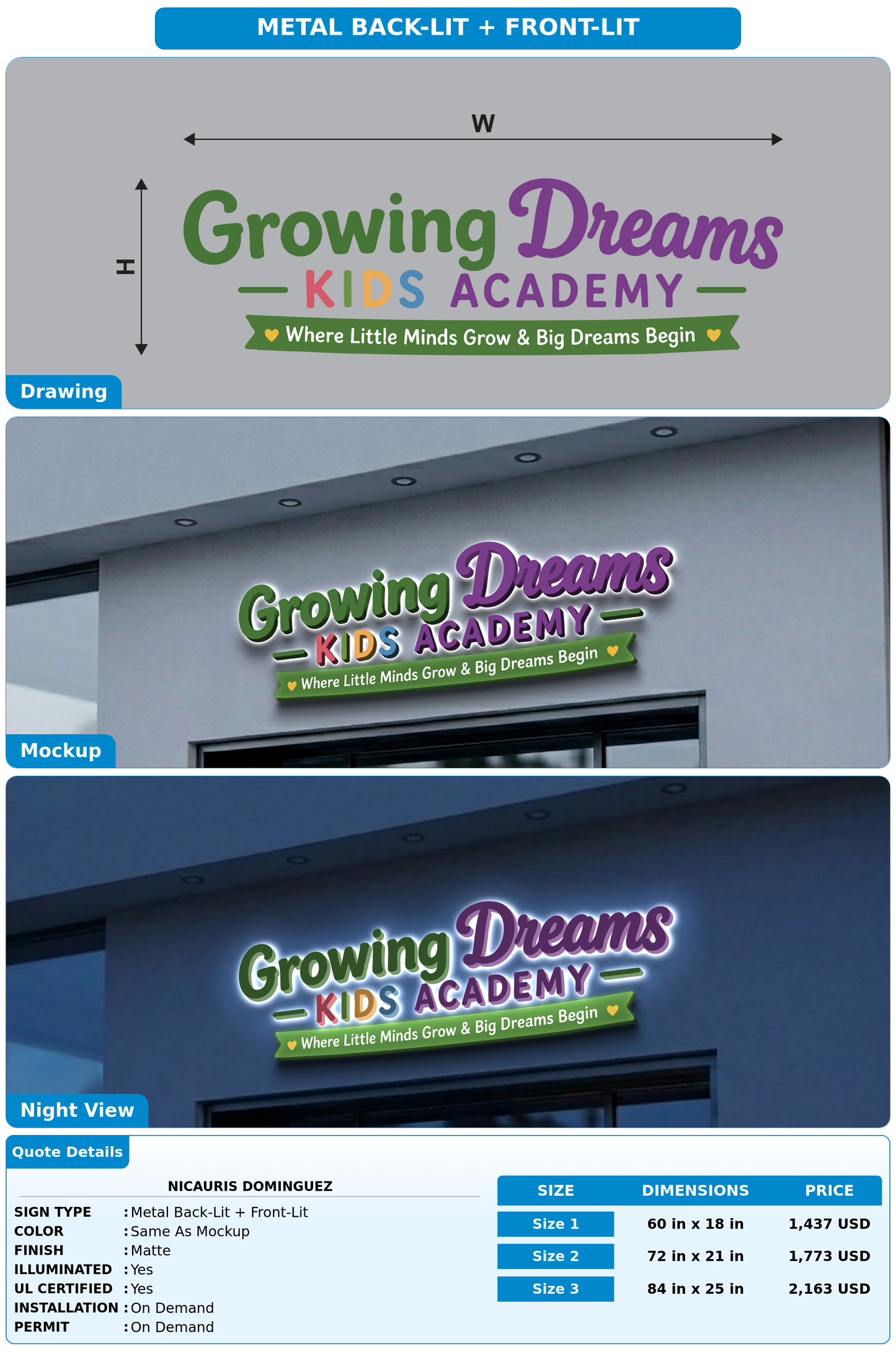 CUSTOM MOCKUP SIGN FOR Nicauris Dominguez