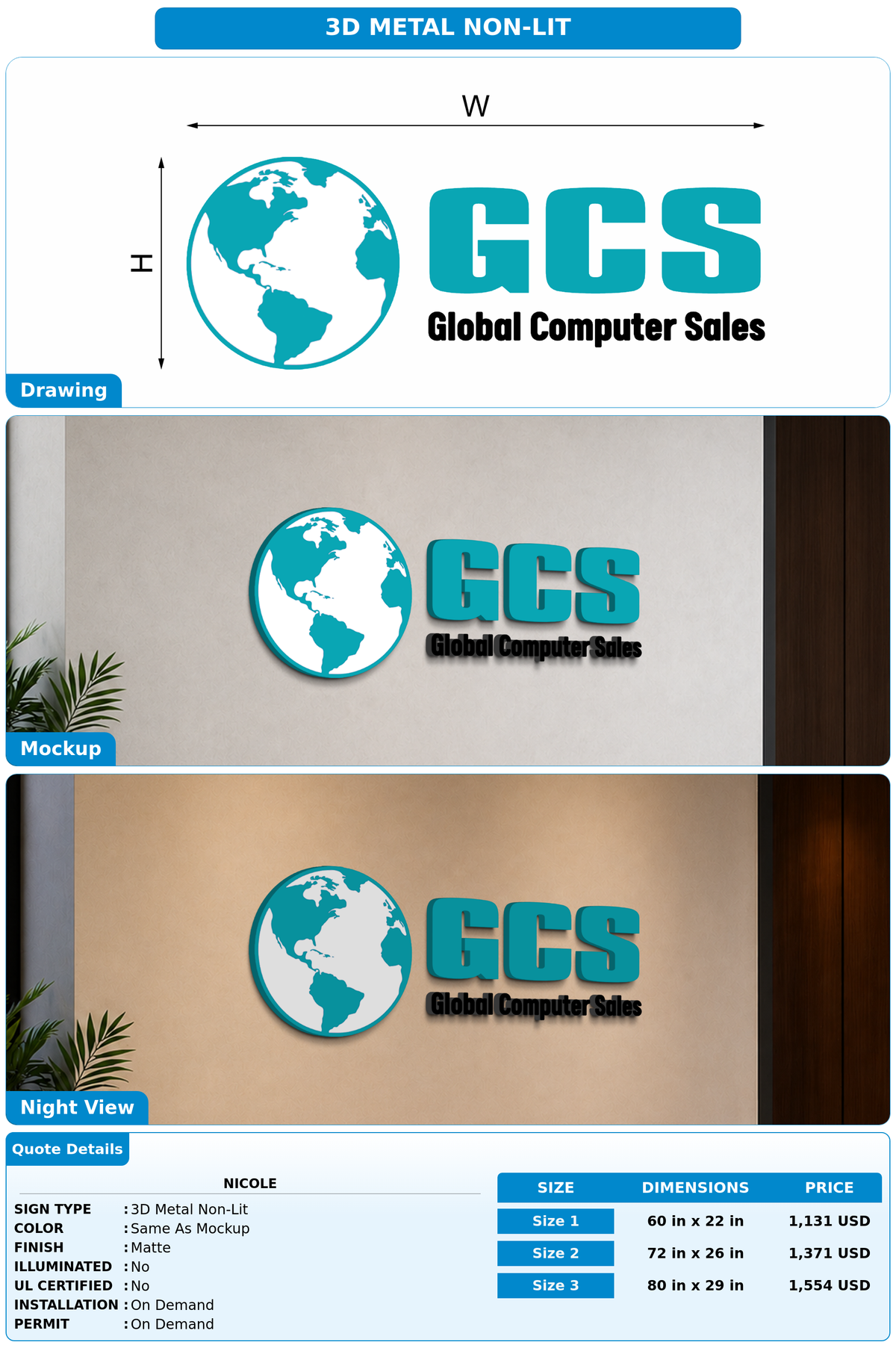 CUSTOM MOCKUP SIGN FOR Nicole