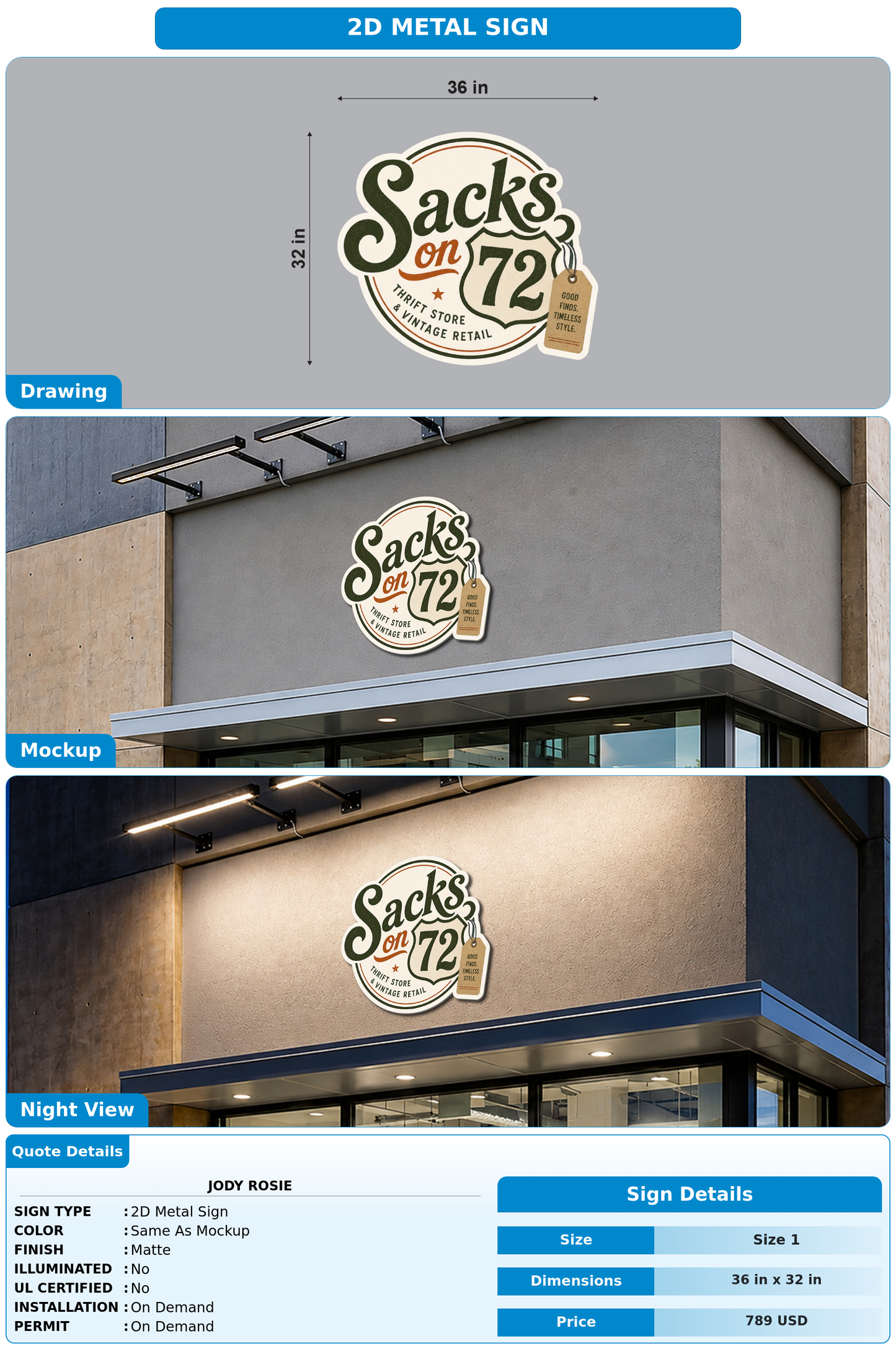 CUSTOM MOCKUP SIGN FOR Jody Rosie