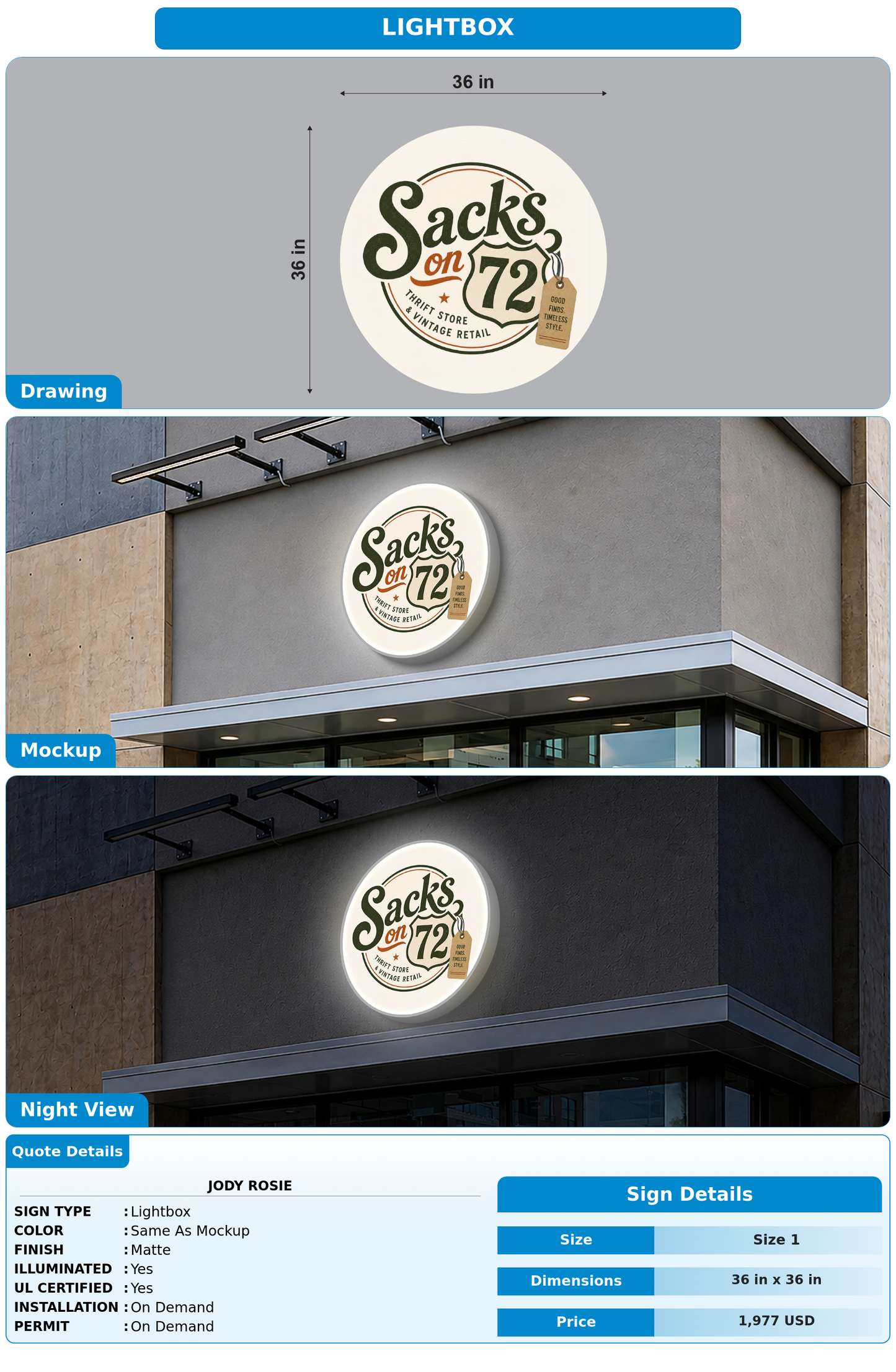 CUSTOM MOCKUP SIGN FOR Jody Rosie