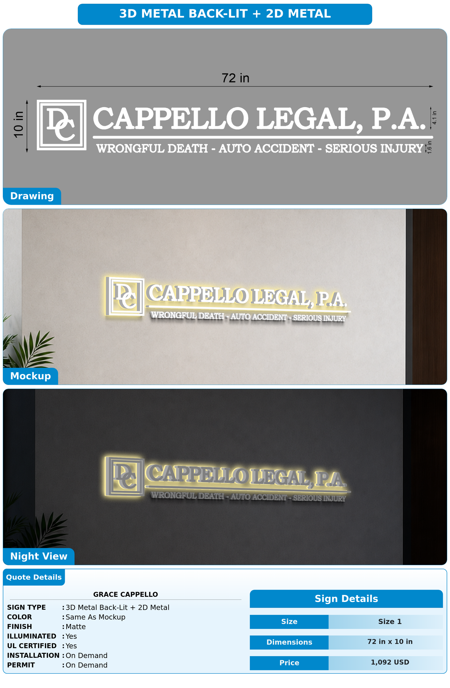 CUSTOM MOCKUP SIGN FOR Grace Cappello