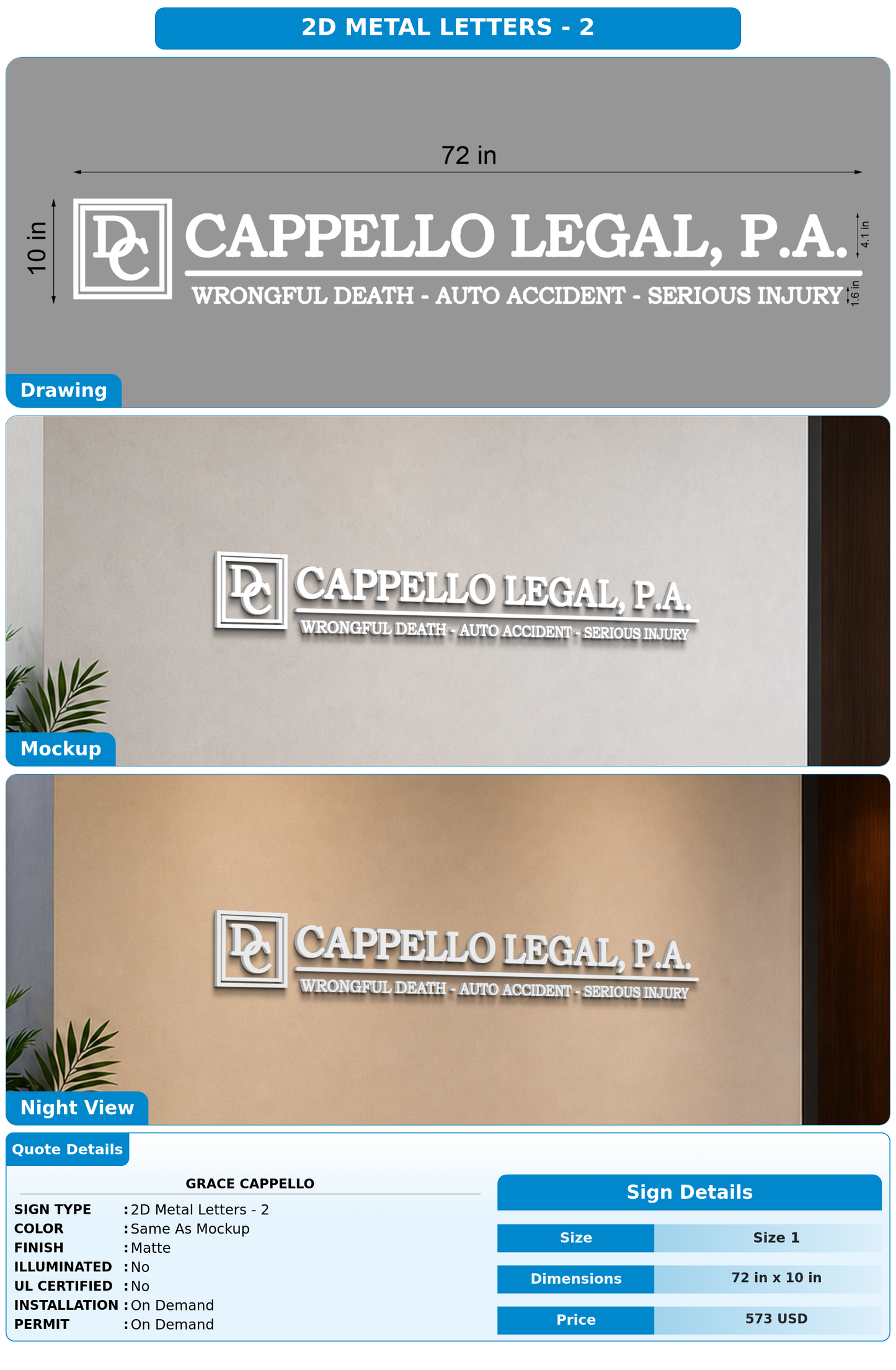 CUSTOM MOCKUP SIGN FOR Grace Cappello