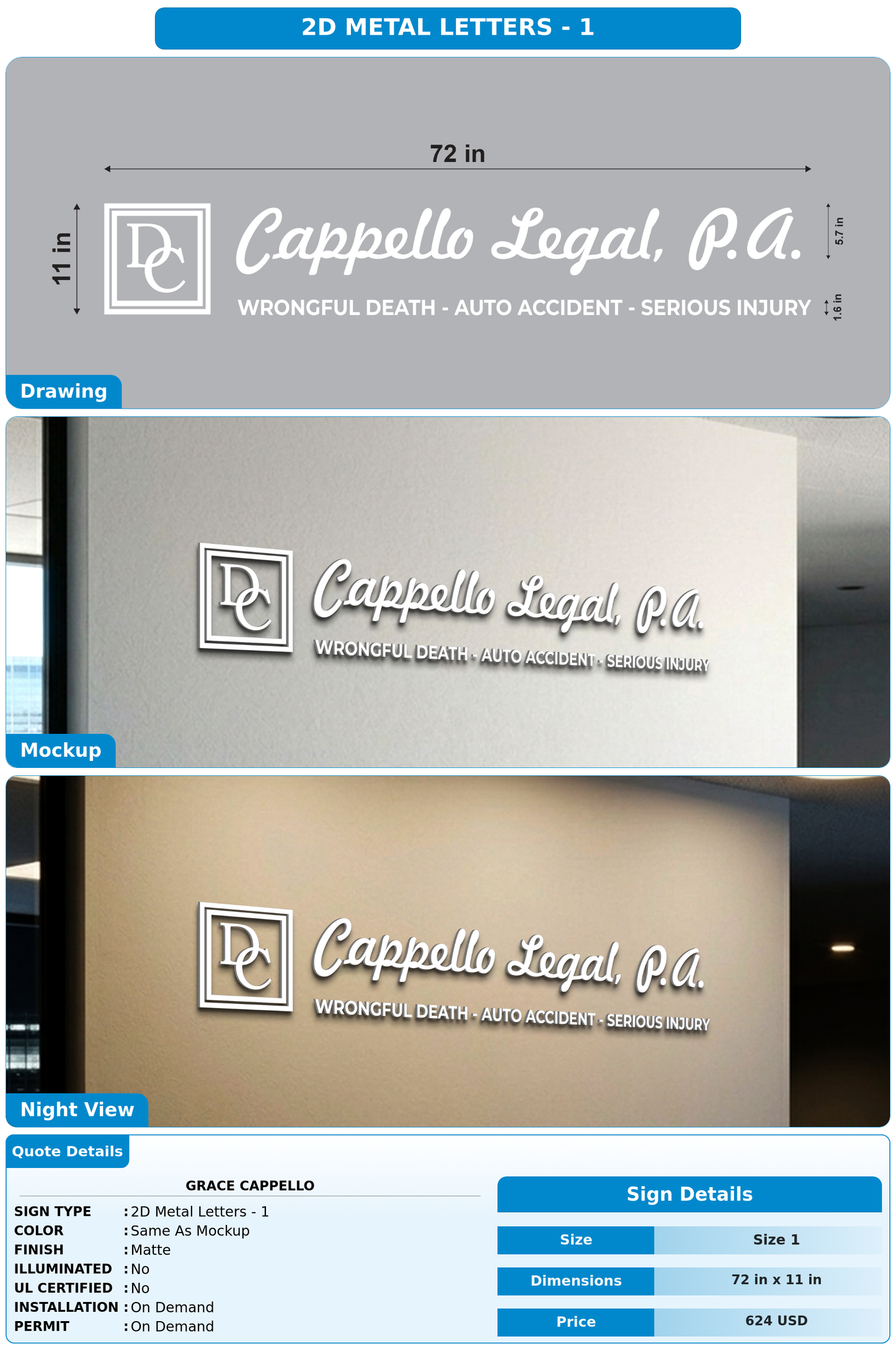 CUSTOM MOCKUP SIGN FOR Grace Cappello