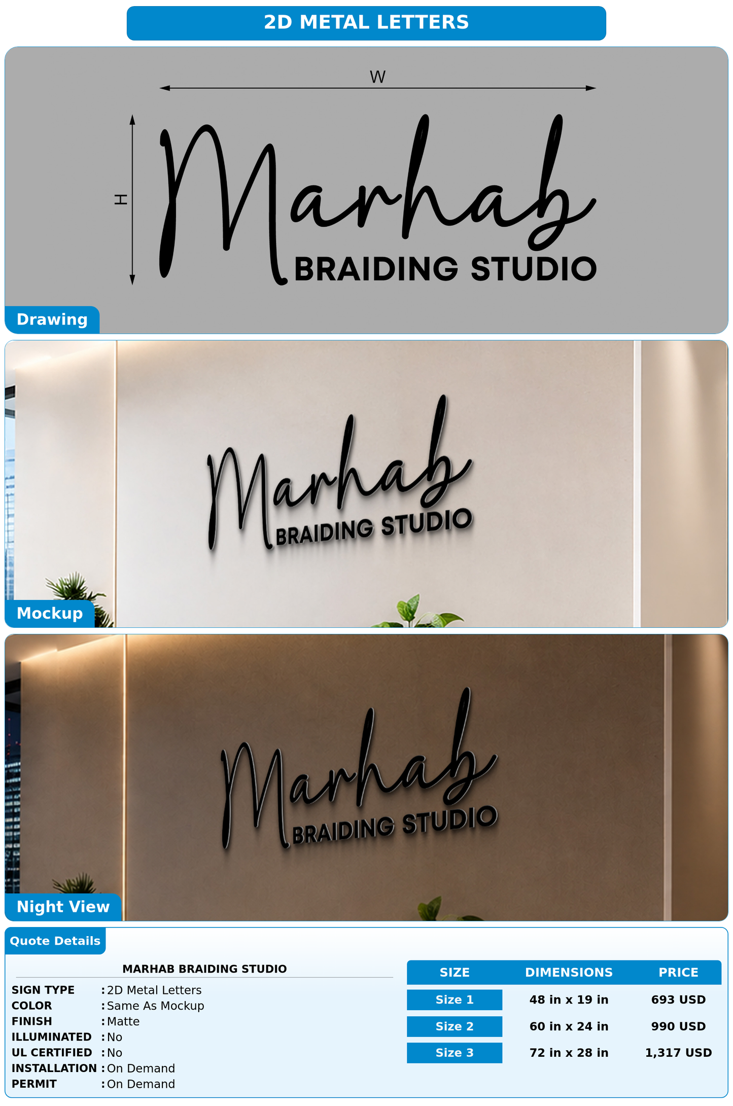 CUSTOM MOCKUP SIGN FOR Marhab braiding studio