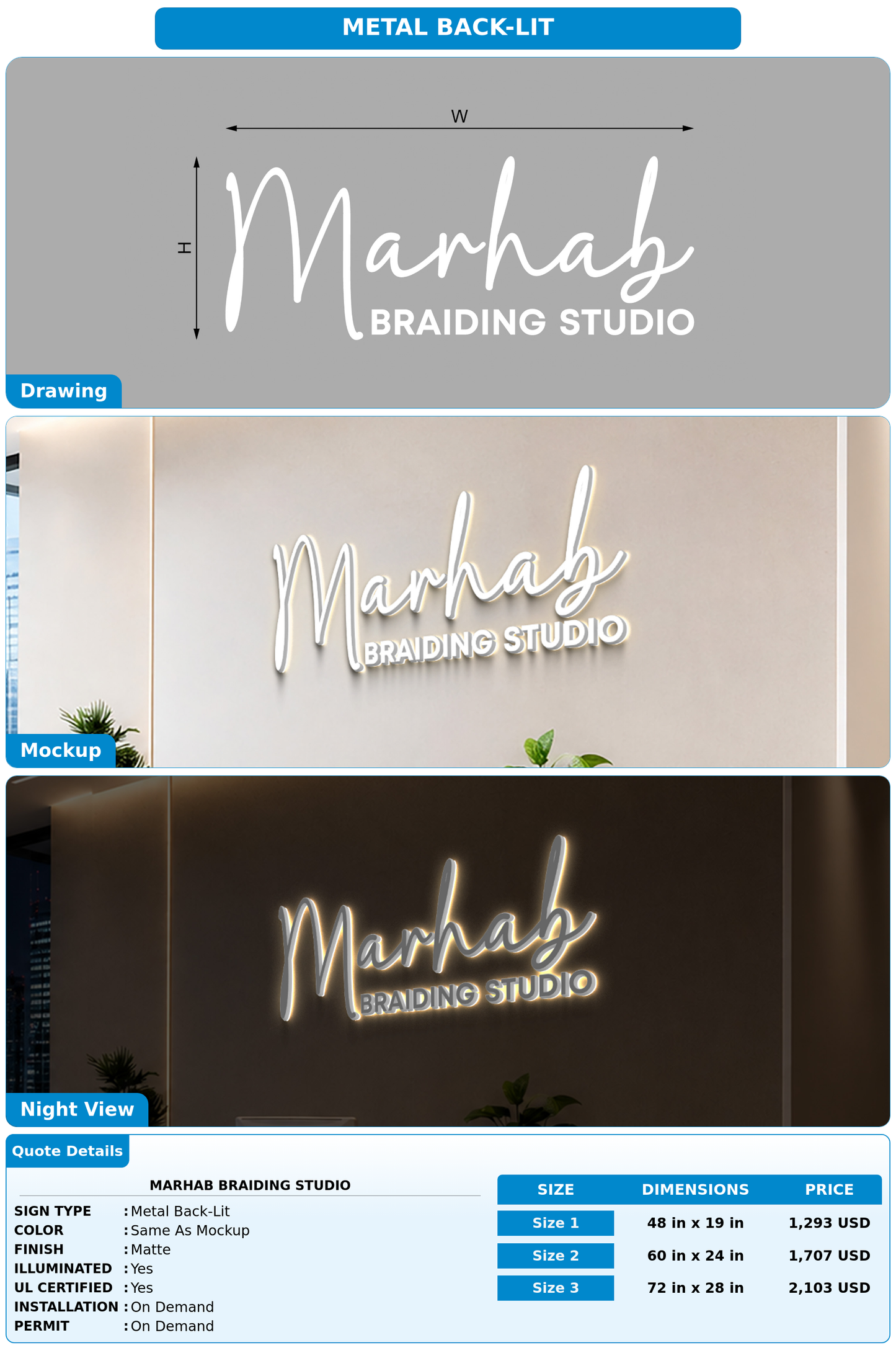 CUSTOM MOCKUP SIGN FOR Marhab braiding studio