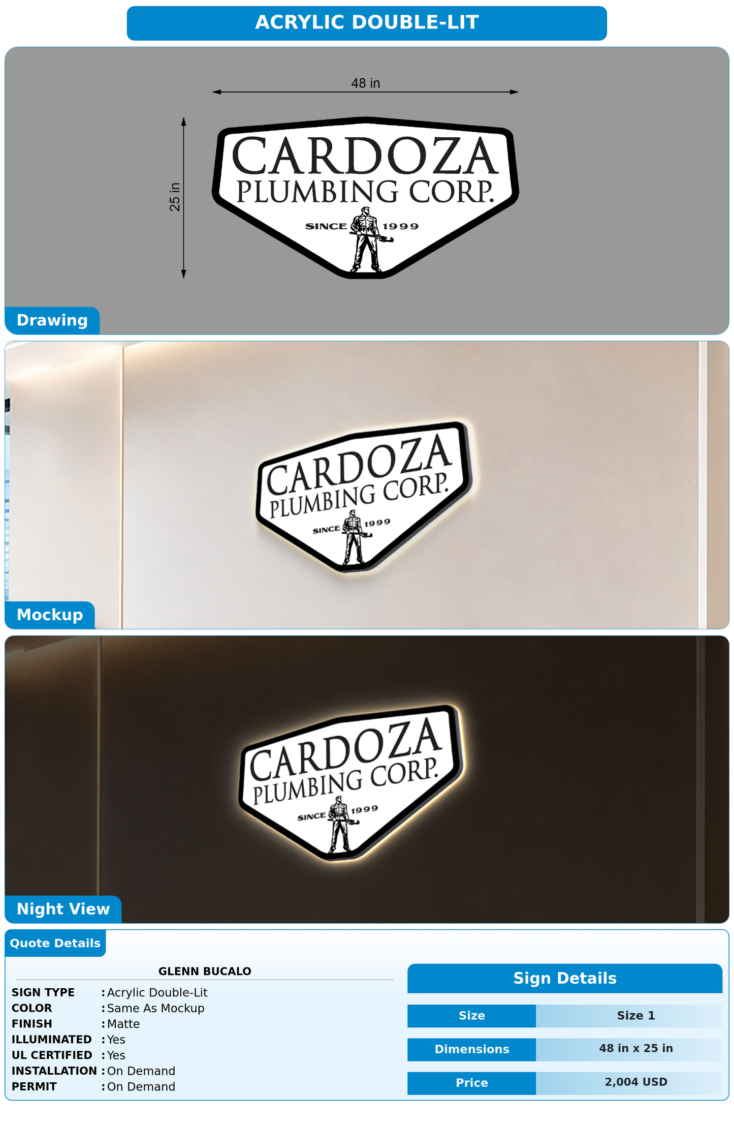 CUSTOM MOCKUP SIGN FOR Glenn Bucalo