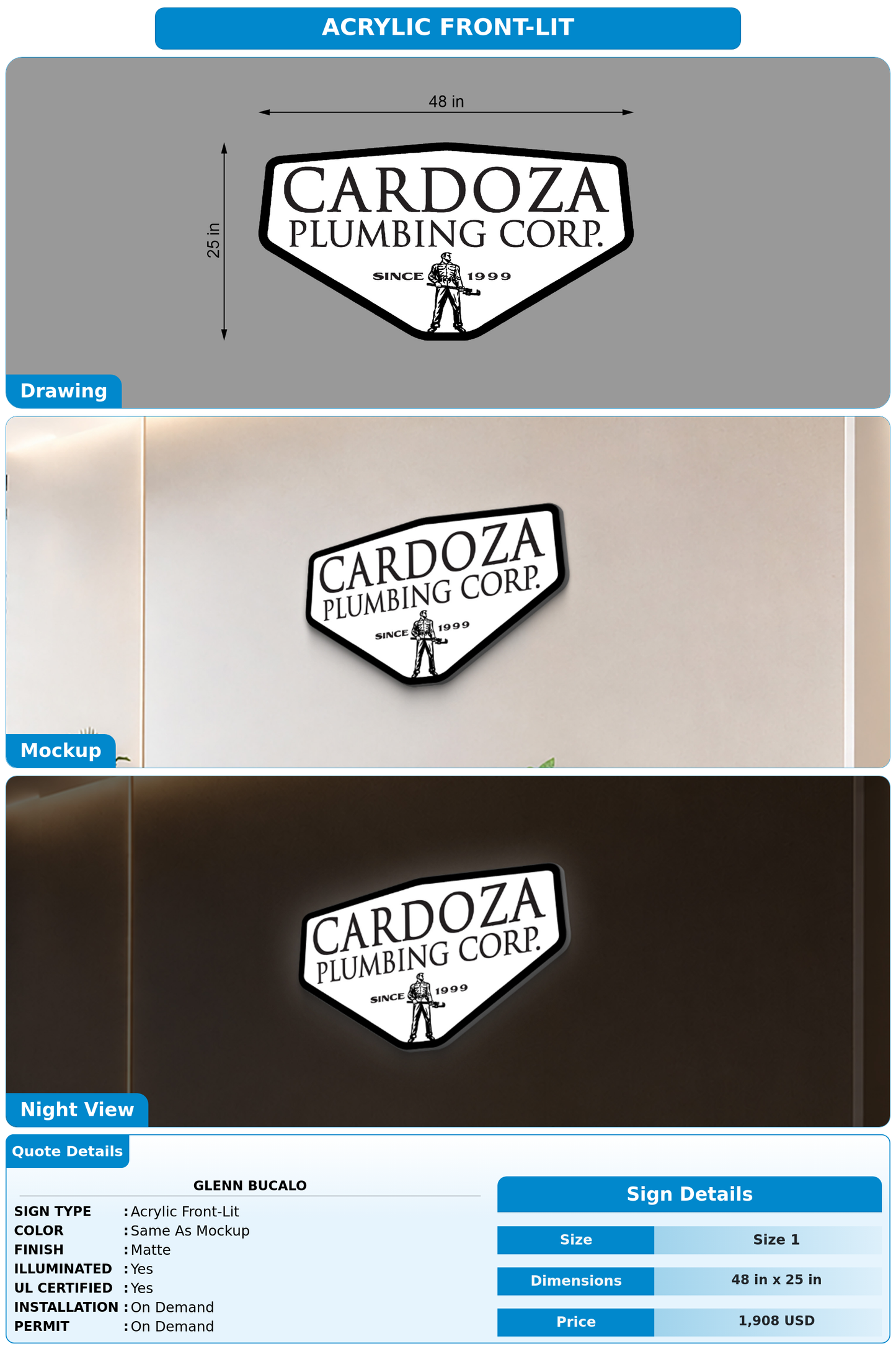 CUSTOM MOCKUP SIGN FOR Glenn Bucalo