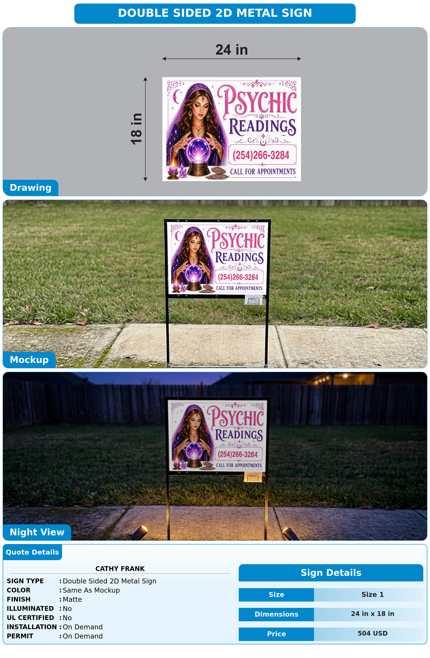 CUSTOM MOCKUP SIGN FOR Cathy Frank