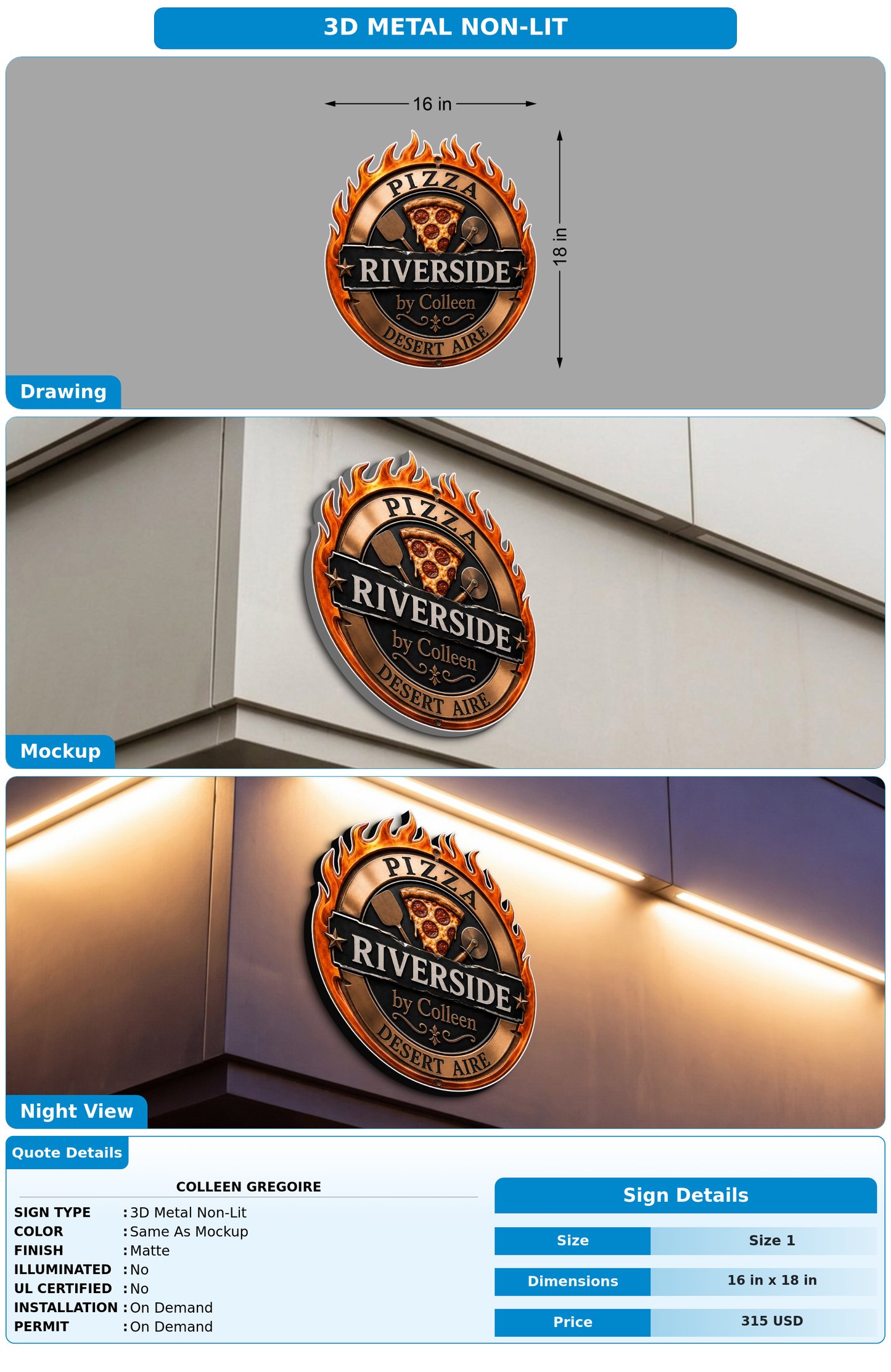CUSTOM MOCKUP SIGN FOR Colleen Gregoire