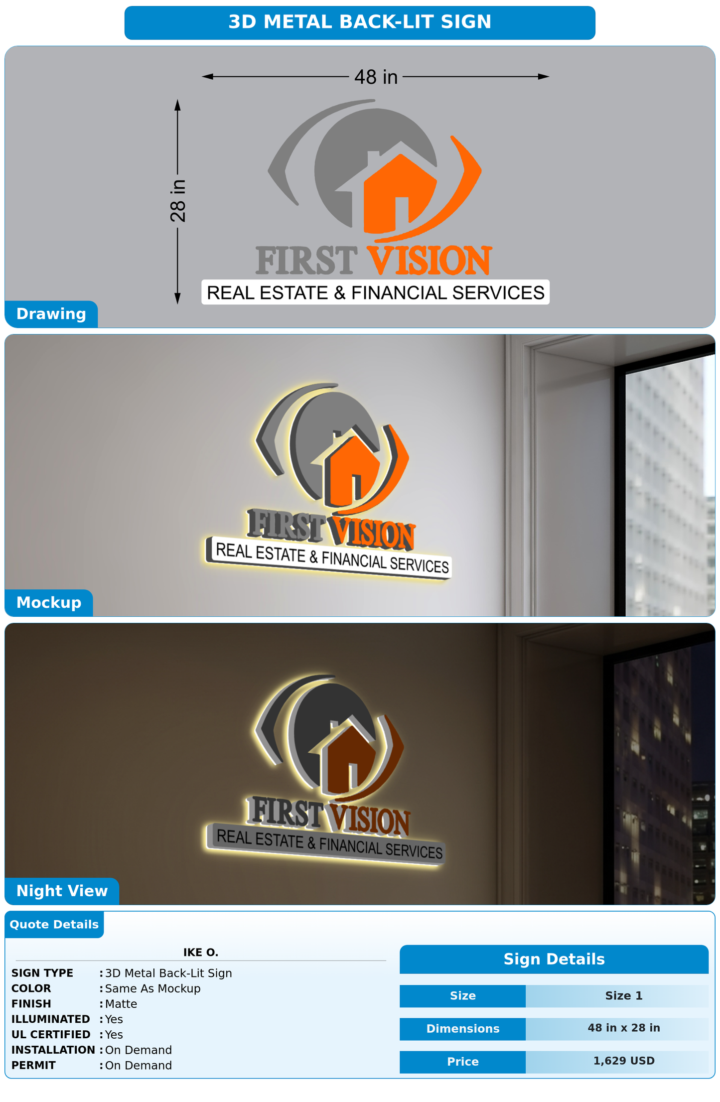 CUSTOM MOCKUP SIGN FOR Ike O.