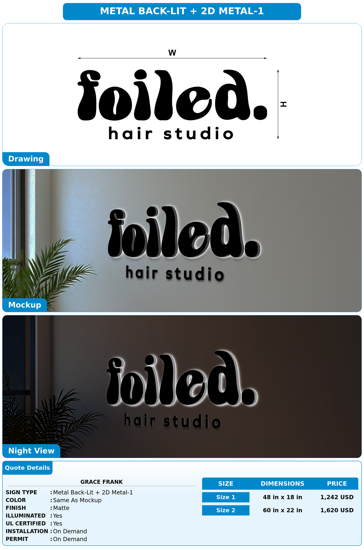 CUSTOM MOCKUP SIGN FOR Grace Frank