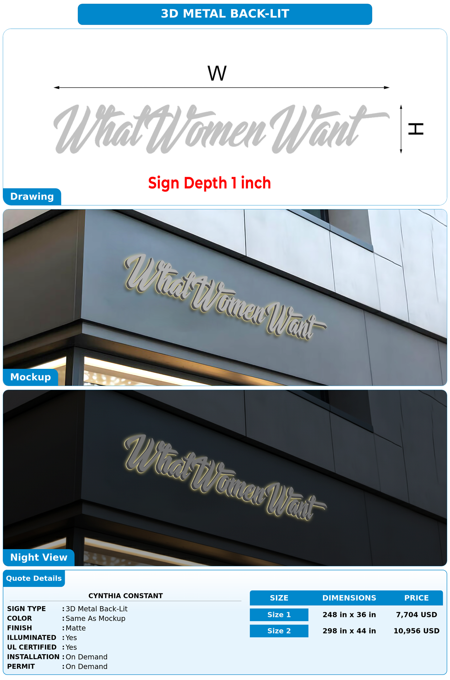CUSTOM MOCKUP SIGN FOR Cynthia constant