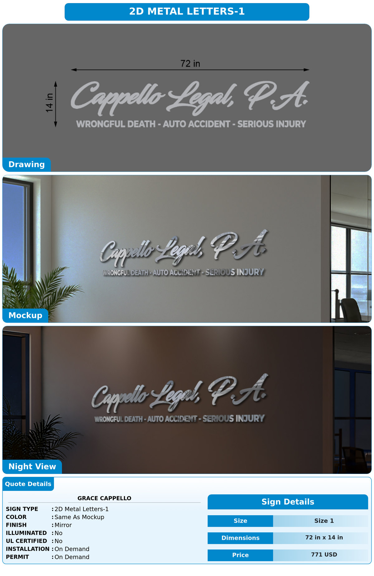 CUSTOM MOCKUP SIGN FOR Grace Cappello